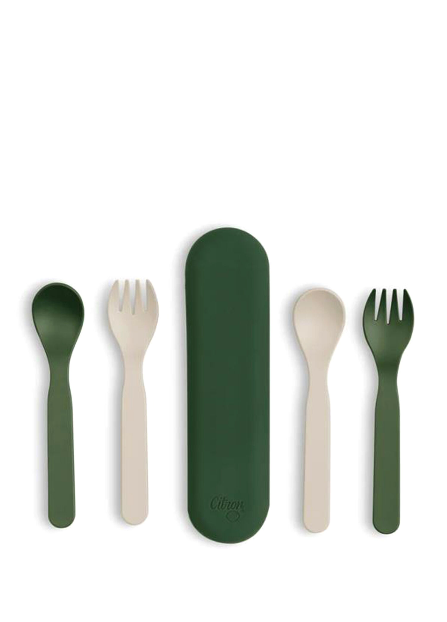 Green/Cream Bio-Based Kutulu 4 Parça Çatal & Kaşık Seti