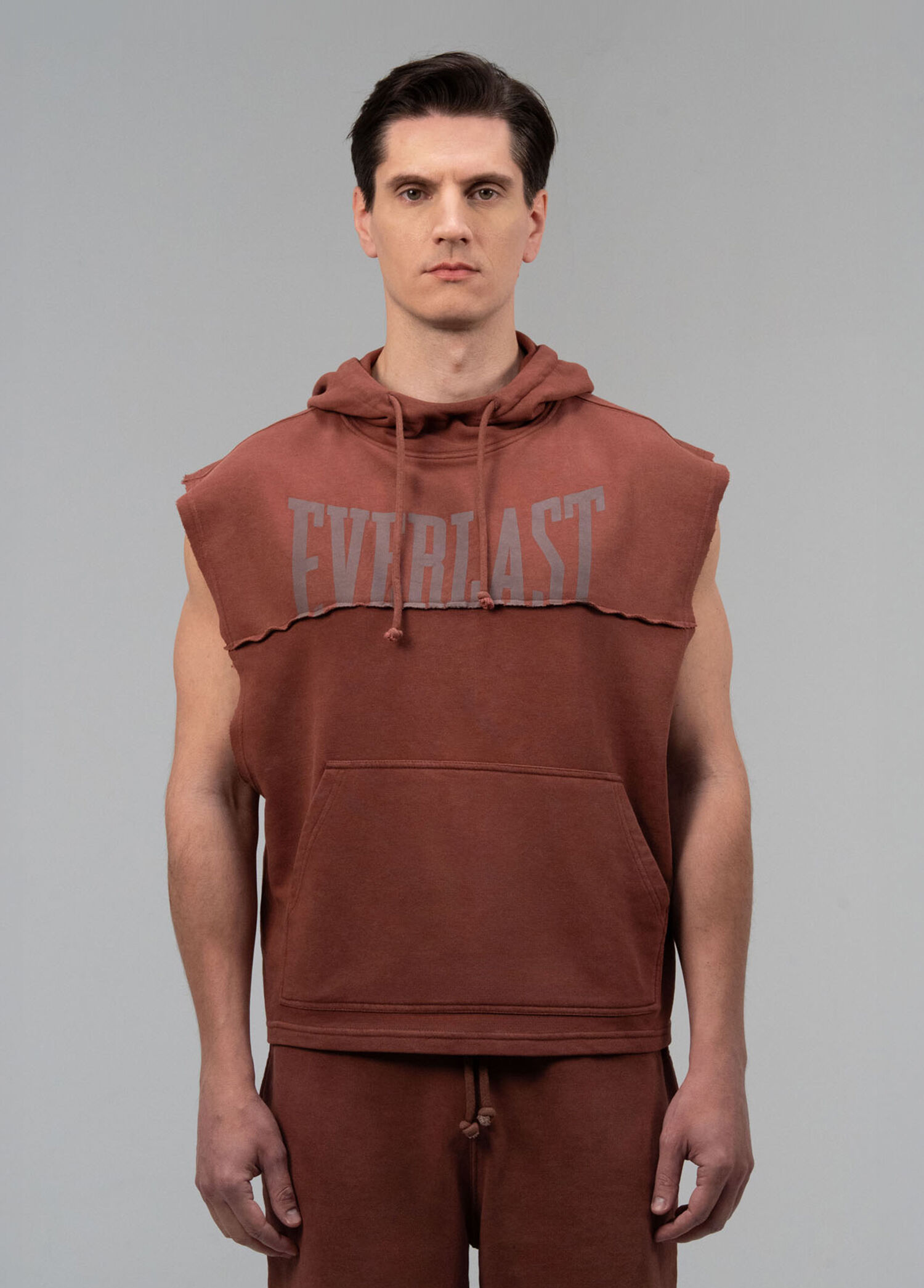 Boxing Heritage Oversize Bordo Kahve Kolsuz Kapüşonlu Erkek Sweatshirt