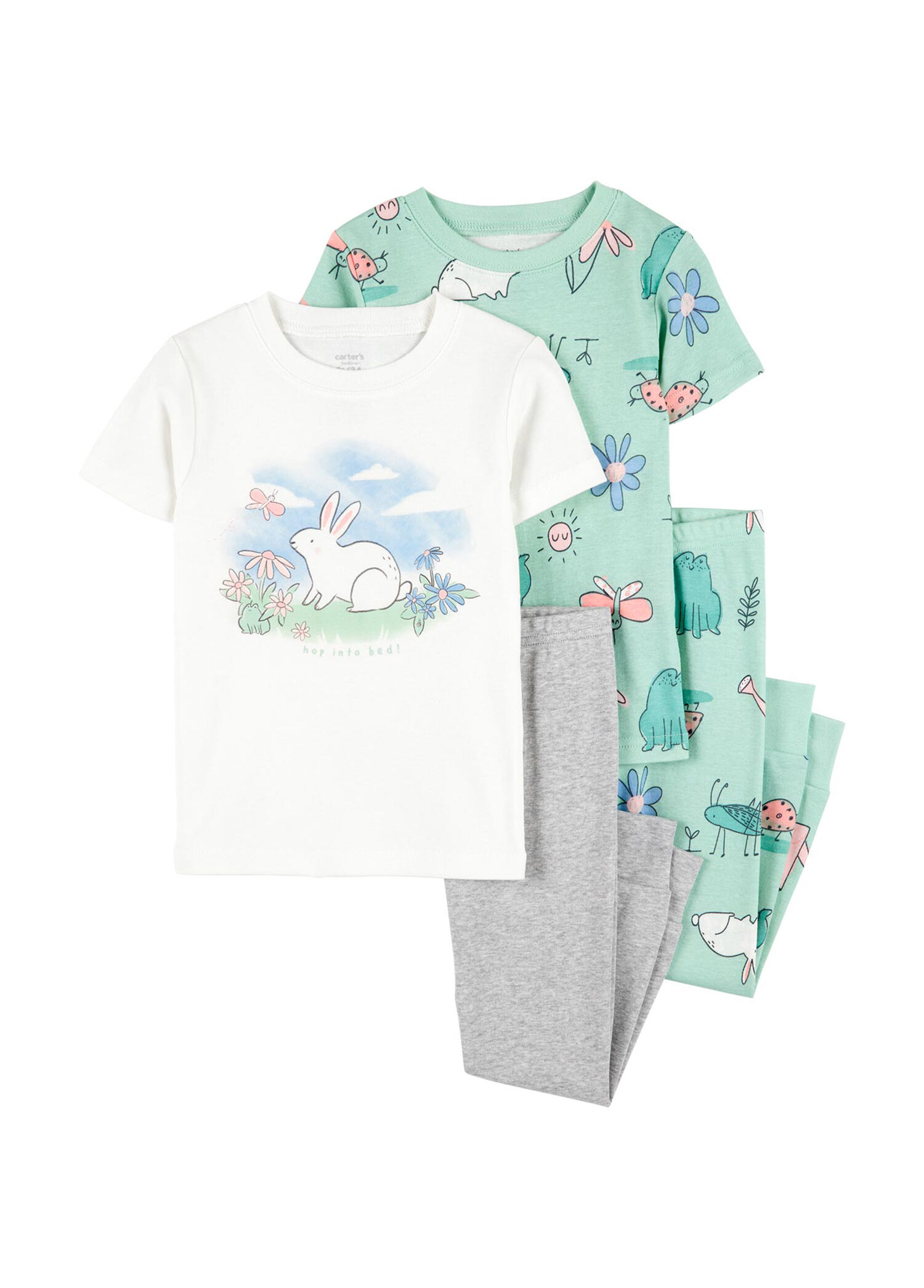 Tavşan Baskılı Kız Bebek 4'lü Pijama Seti