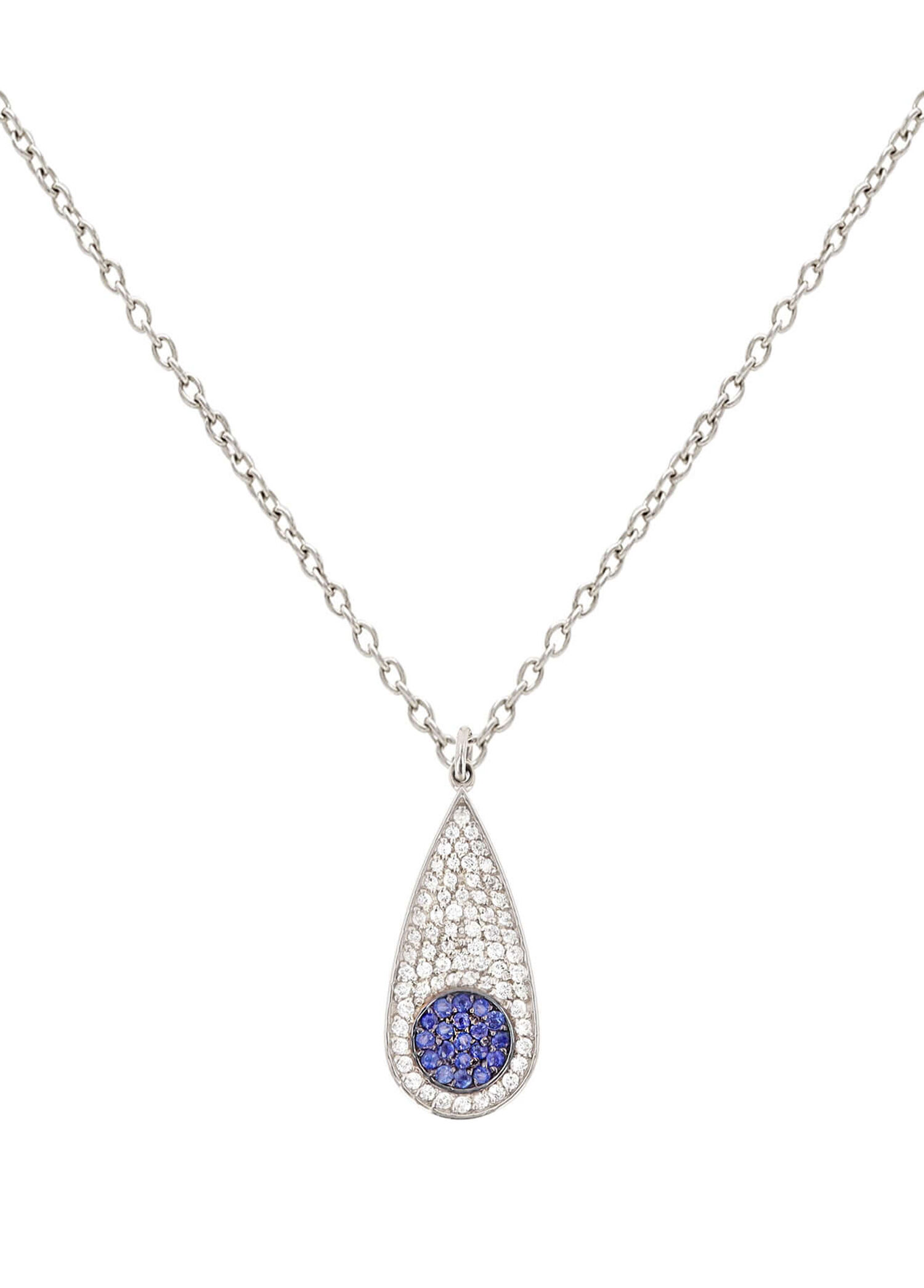 Evil Eye Ortası Mavi Safirli Kadın Altın Kolye Ucu