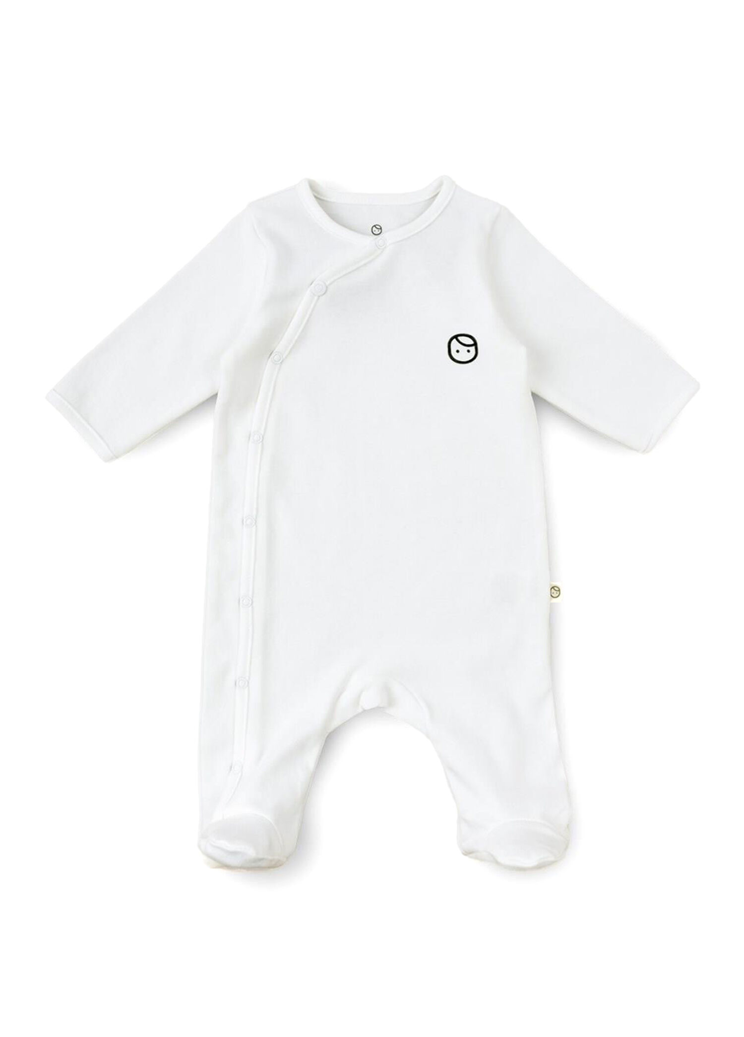 Beyaz Organik Pamuk Patikli Yenidoğan Unisex Bebek Tulum