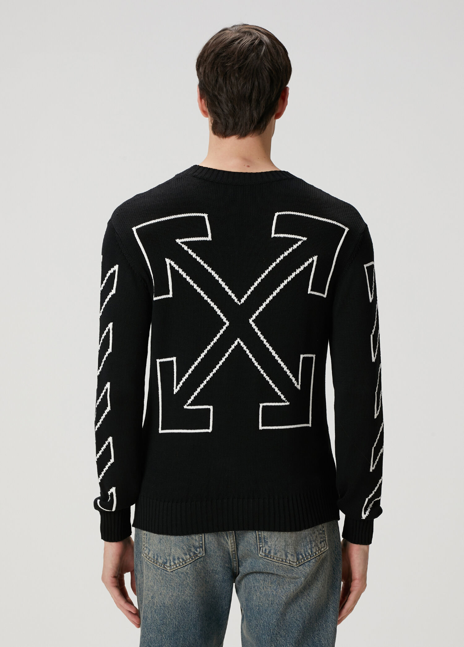 Off-White - Siyah Logo Jakarlı Kazak - Siyah