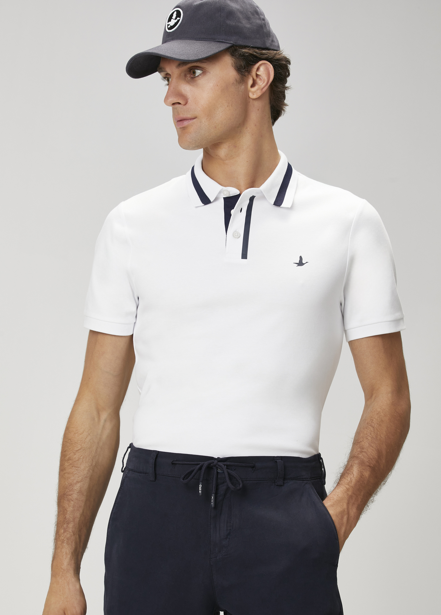 Slim Fit Beyaz Polo Yaka T-shirt