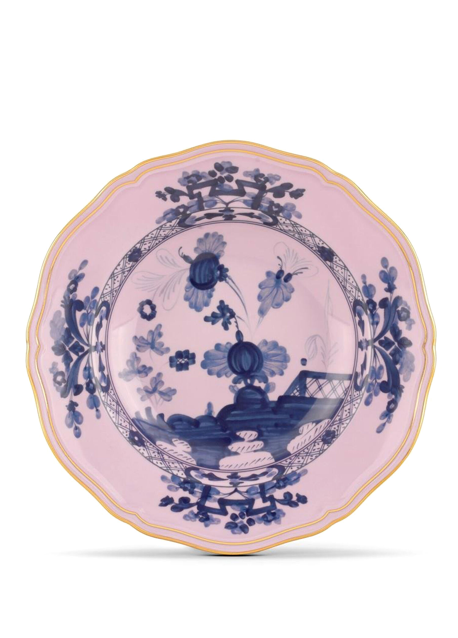 Oriente Italiano Azalea Desenli Pembe Porselen Çukur Tabak 24 cm