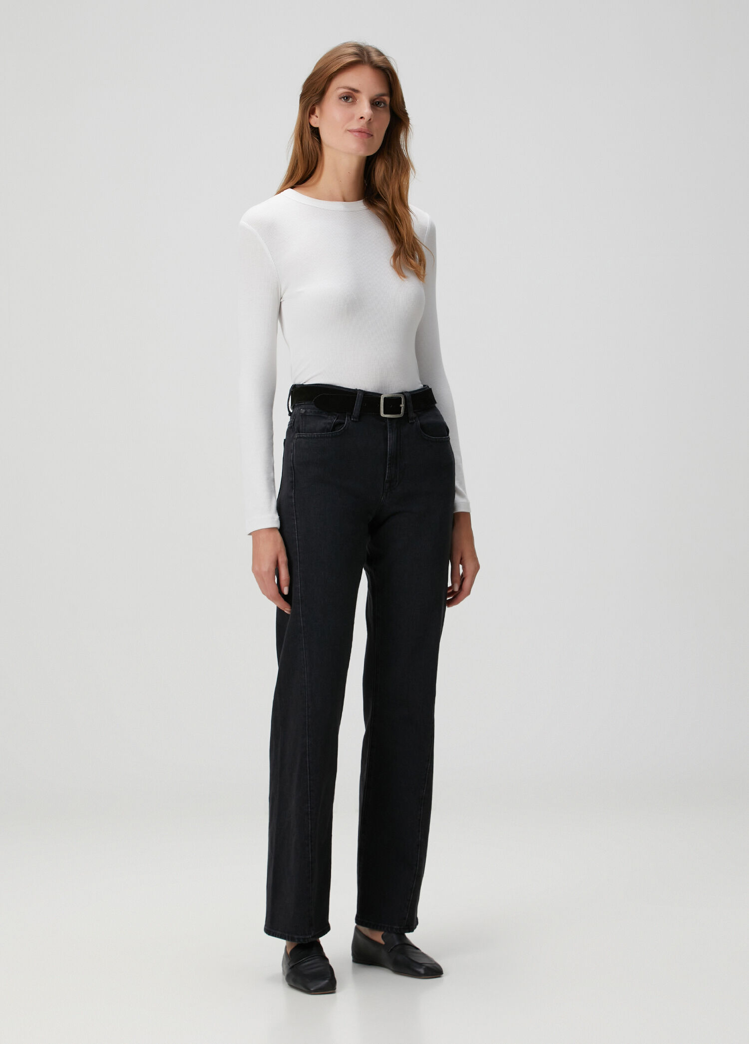 Siyah Wide Leg Jean Pantolon