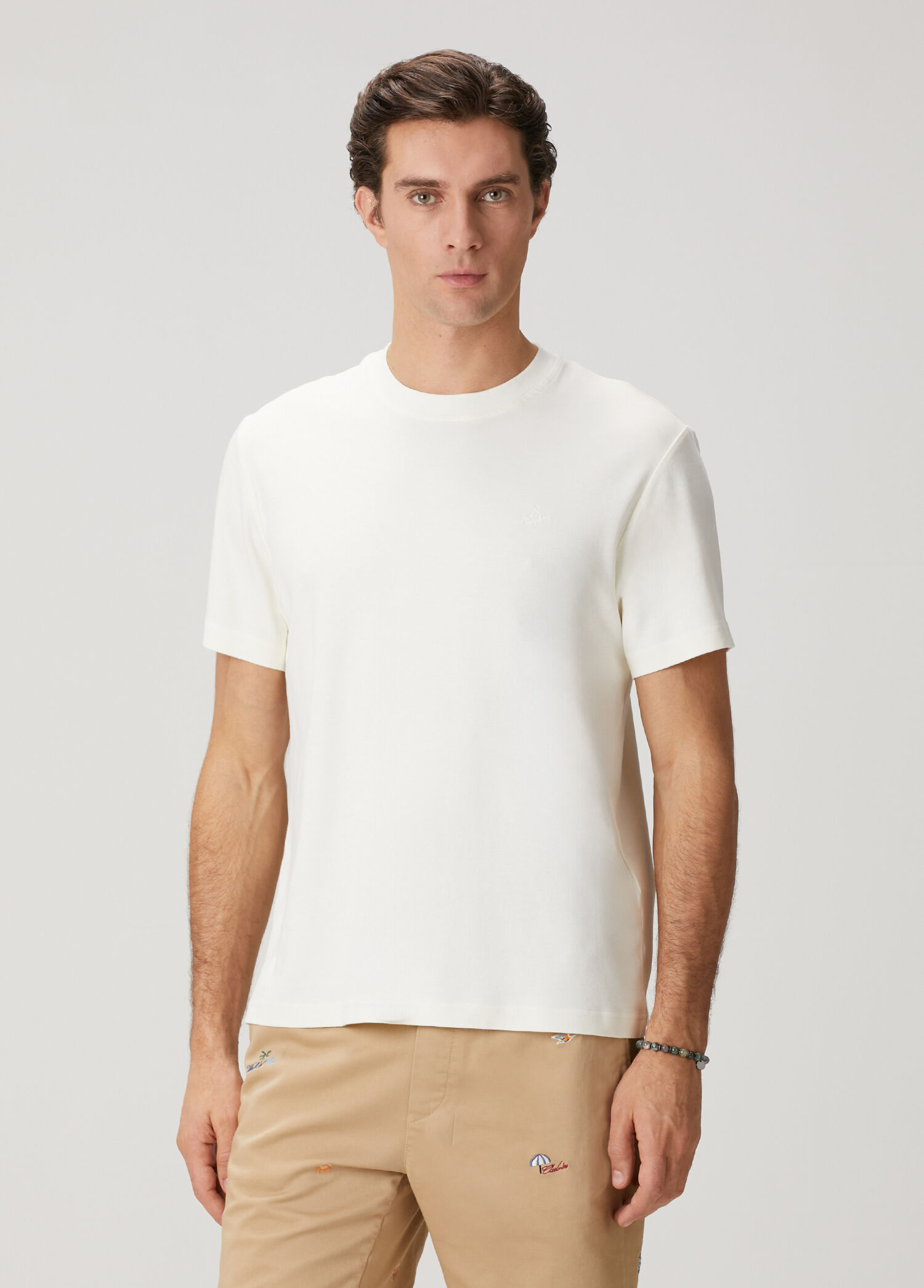 Krem Relax Fit Interlock Basic T-shirt