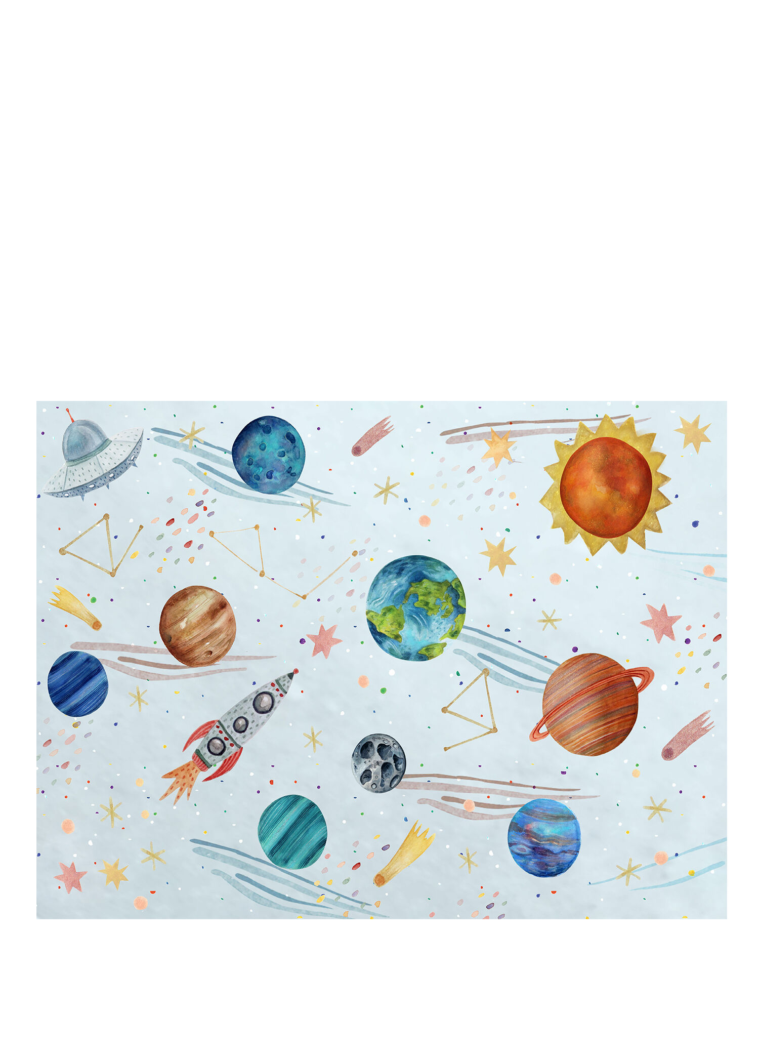 Give Me Some Space Açık Mavi Çocuk Halısı 160 x 230 cm