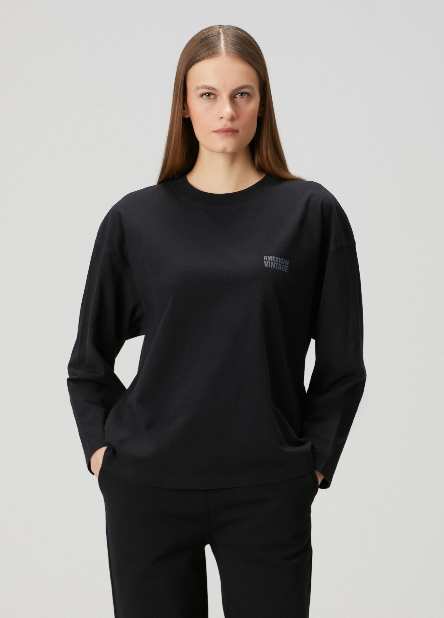 Gixy Siyah Uzun Kol T-shirt