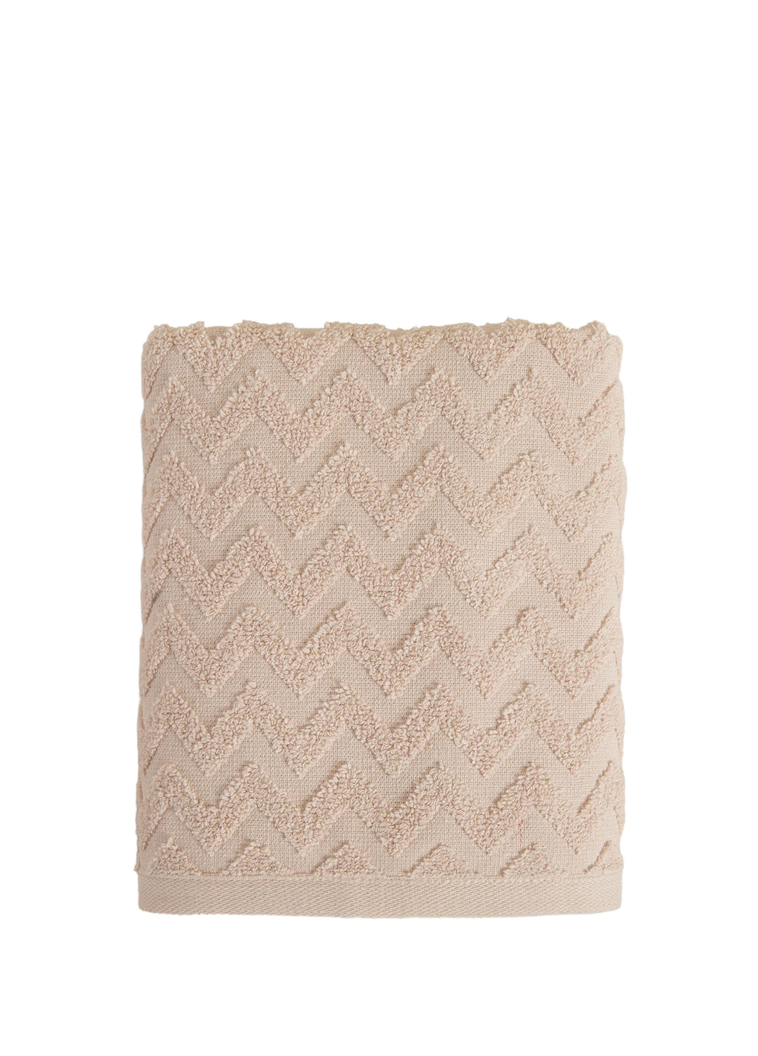 Zigzag Bej Pamuklu Yüz Havlusu 50 x 80 cm