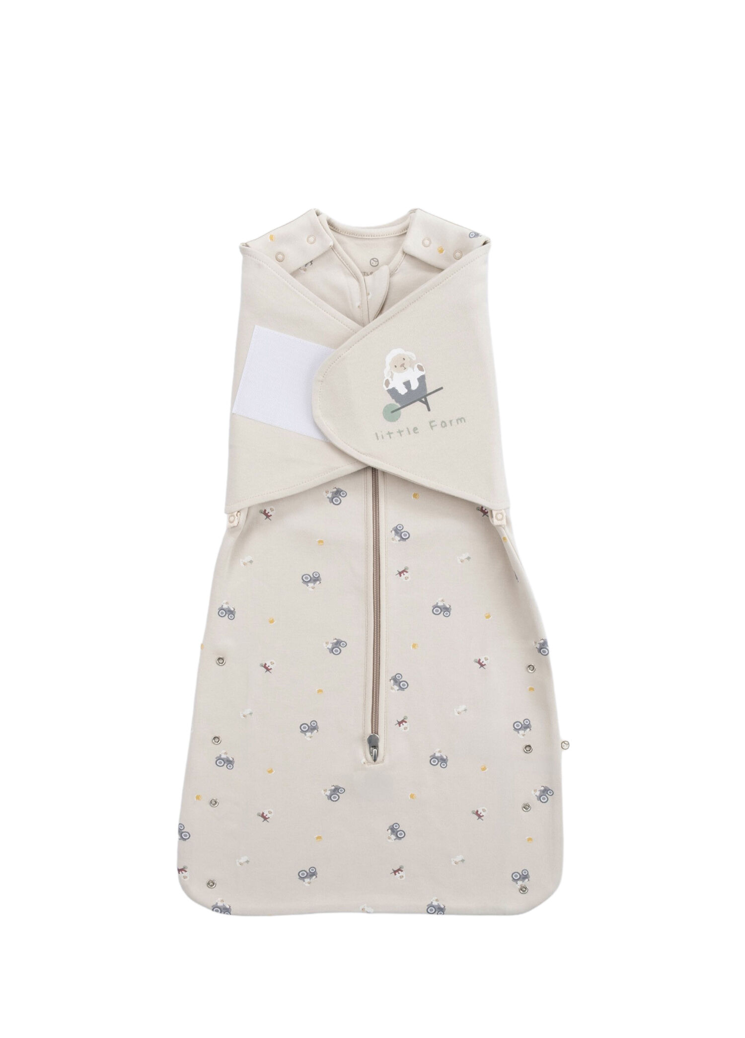 Little Farm Bej Organik Pamuk Pelerinli Unisex Bebek Uyku Tulumu