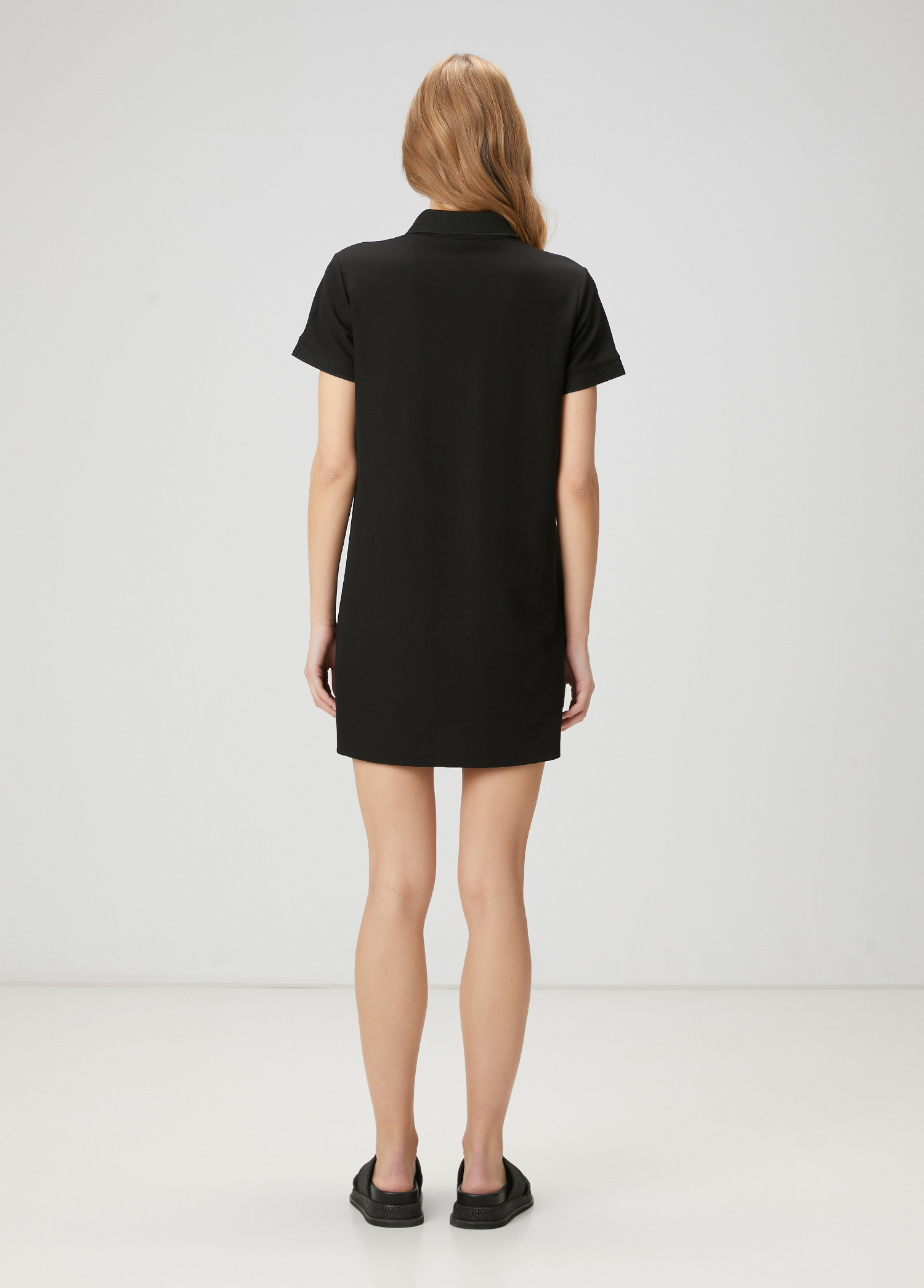 Siyah Polo Yaka Mini Elbise_4