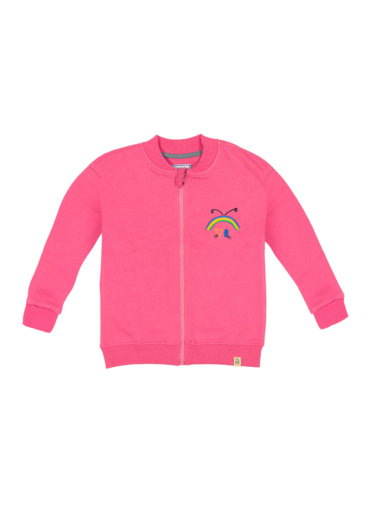 Up and Down Pembe Fermuarlı Kız Çocuk Sweatshirt