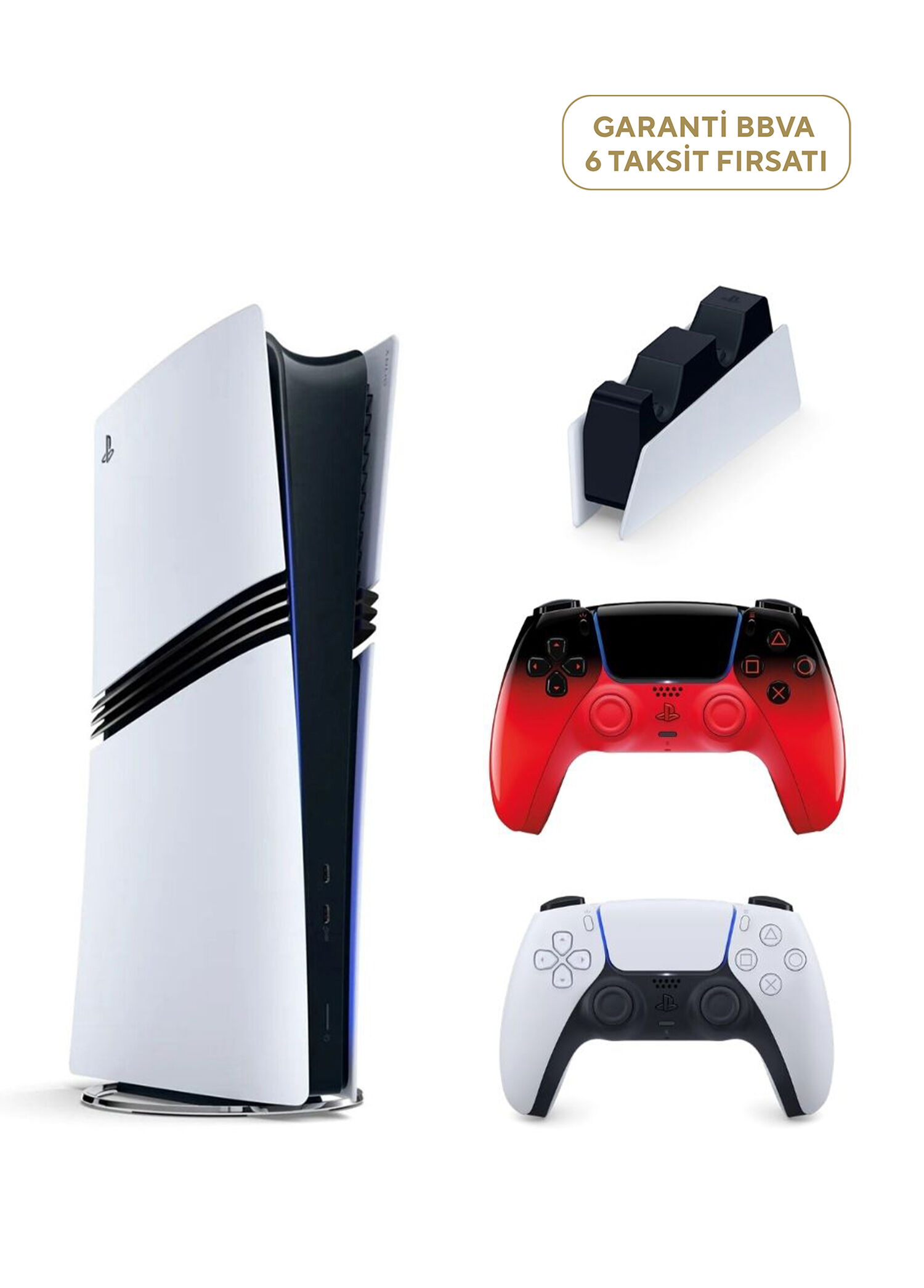 Playstation 5 Pro 2TB Oyun Konsolu + 2. PS5 Kol Techno Red + PS5 Şarj İstasyonu