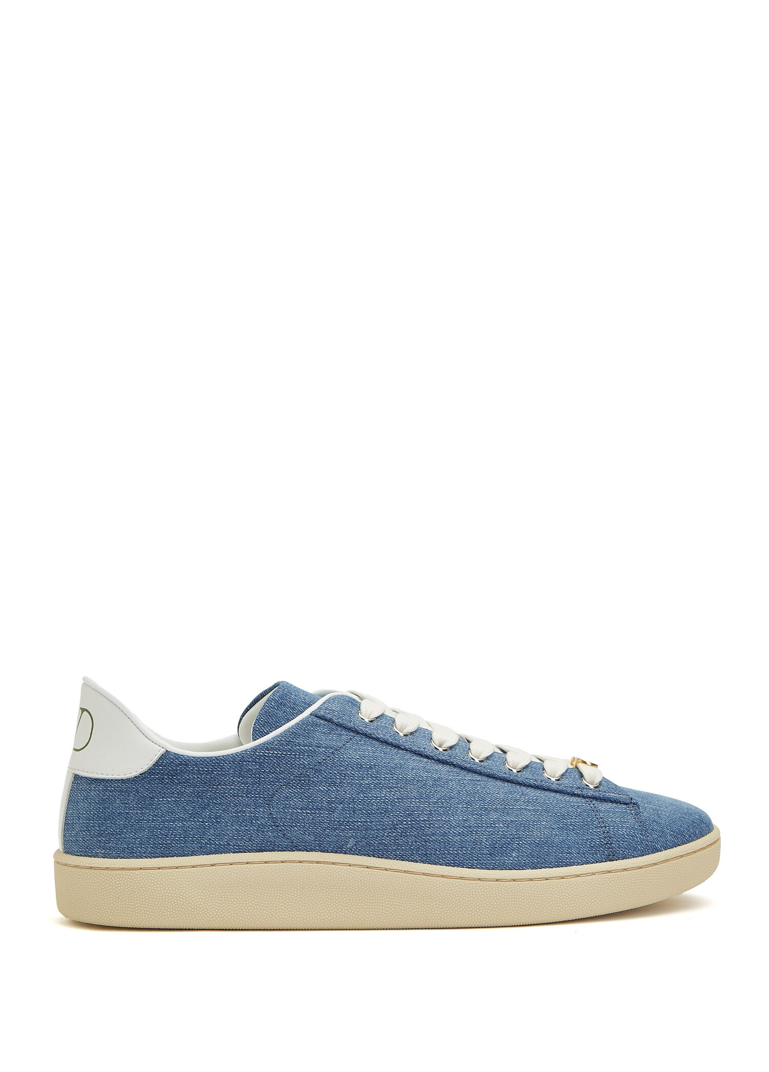 Royso Mavi Denim Dokulu Erkek Deri Sneaker