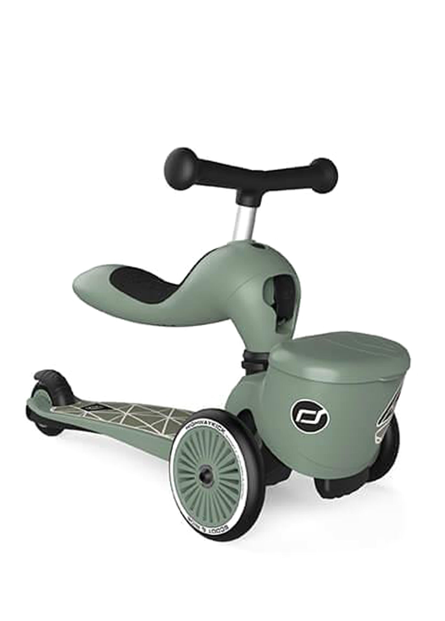 Highwaykick 1 Lifestyle 2'si 1 Arada Yeşil Oturaklı Sepetli 3 Tekerlekli 1-5 Yaş Çocuk Scooter