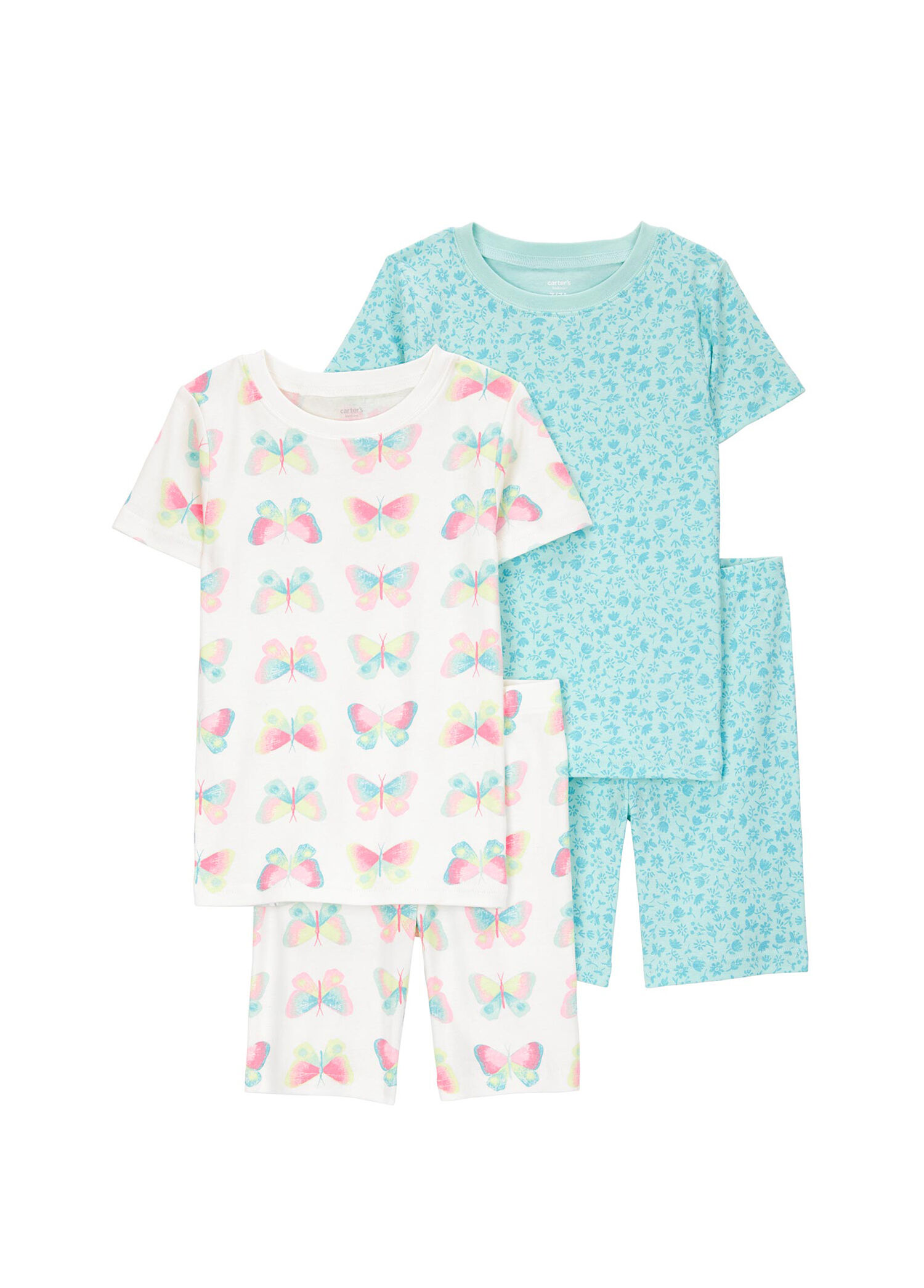 Baskılı Renkli Kısa Kollu Kız Çocuk 4'lü Pijama Seti