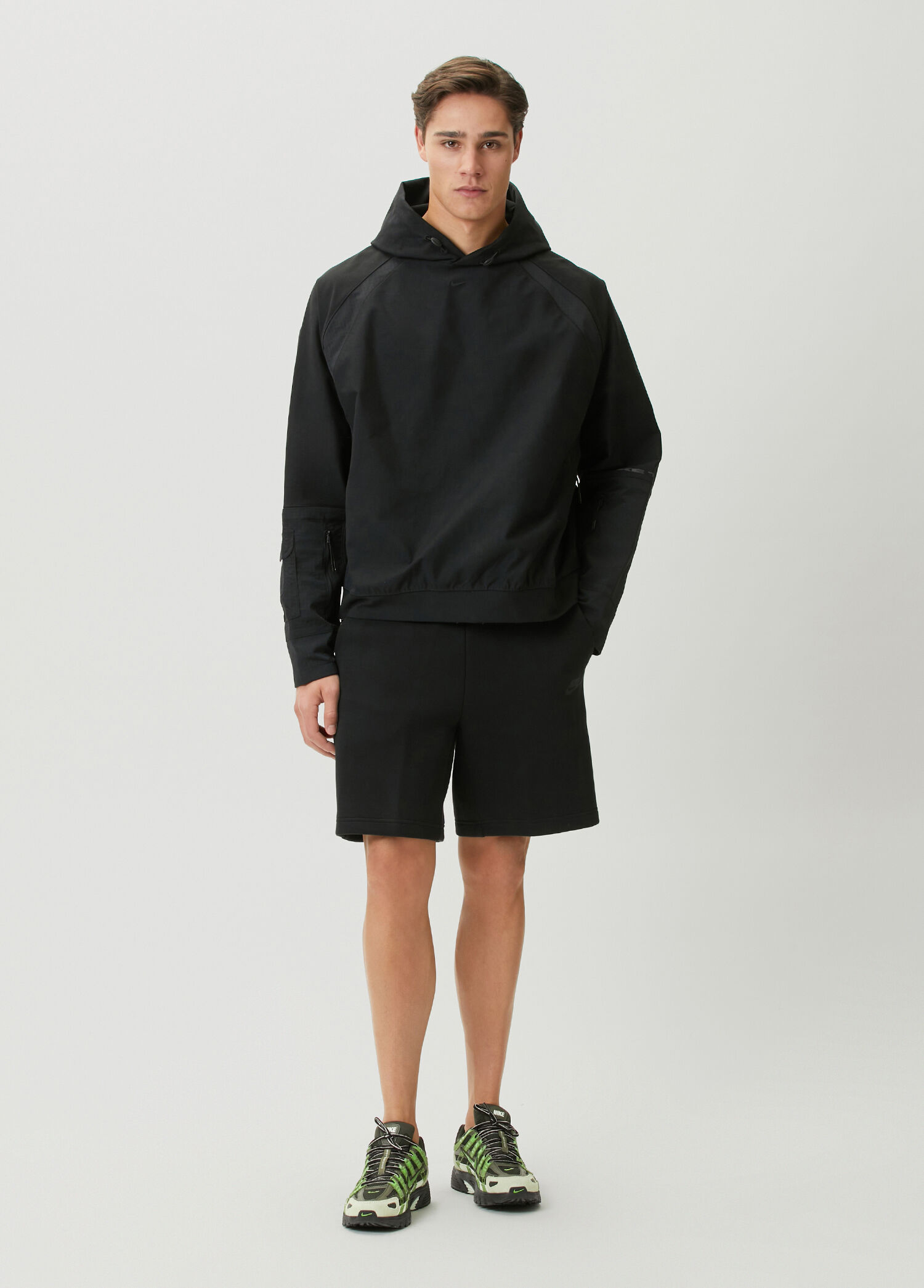 Siyah Beli Kordonlu Fleece Şort