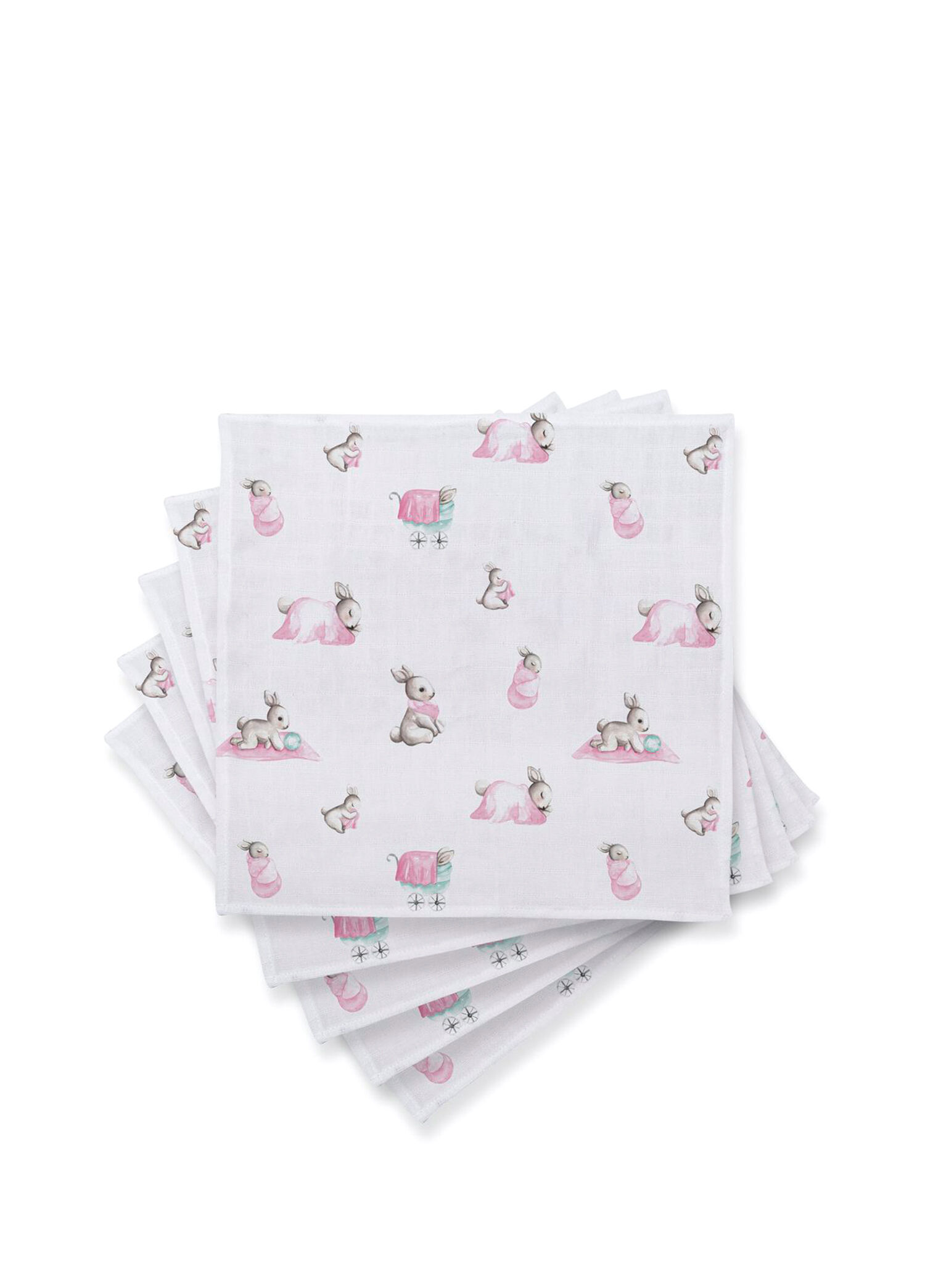 %100 Bebe Lapin Rose Müslin 5’li Kız Bebek Omuz Bezi