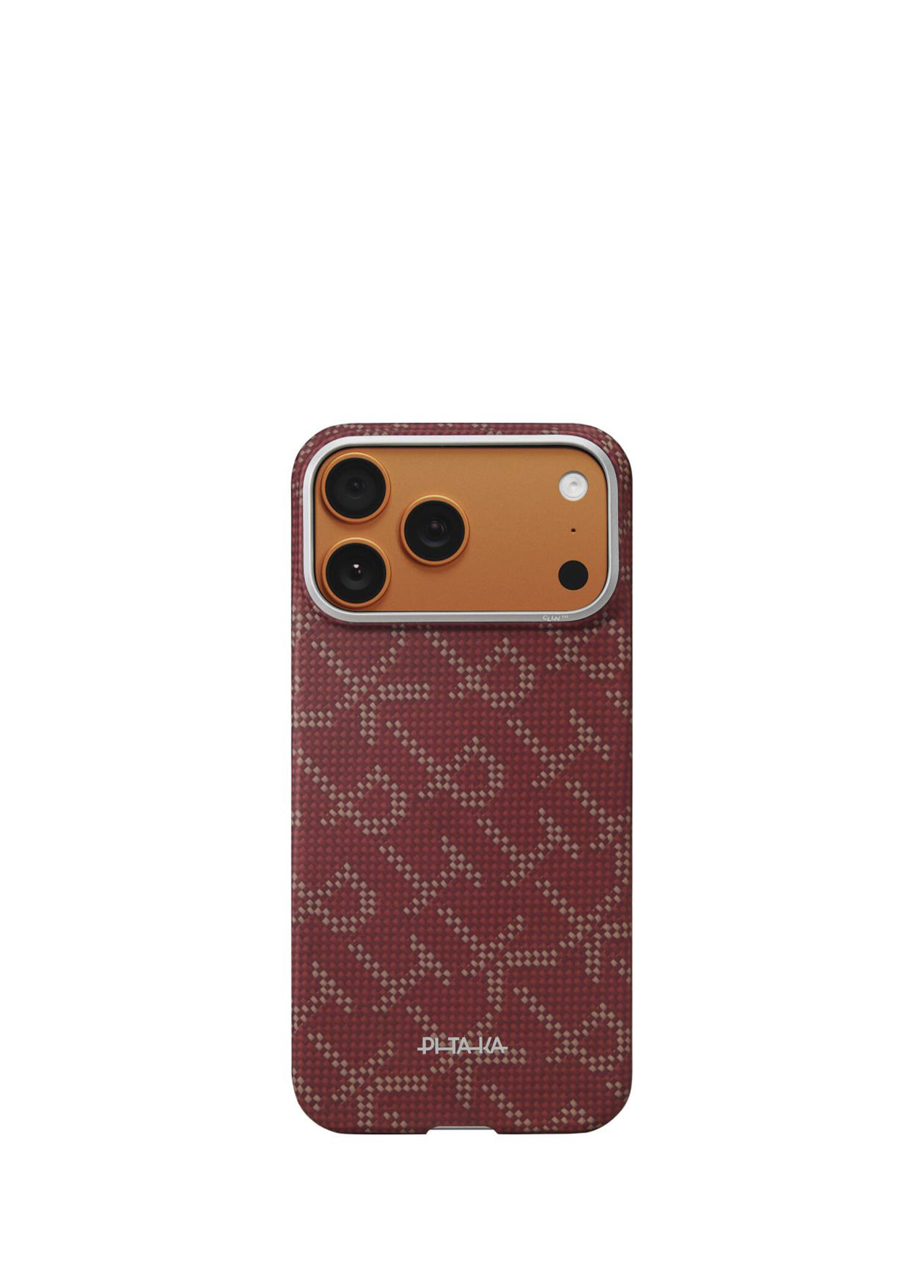 iPhone 17 Pro Monogram Aramid Fiber Karbon Magsafe Uyumlu Kırmızı Telefon Kılıfı