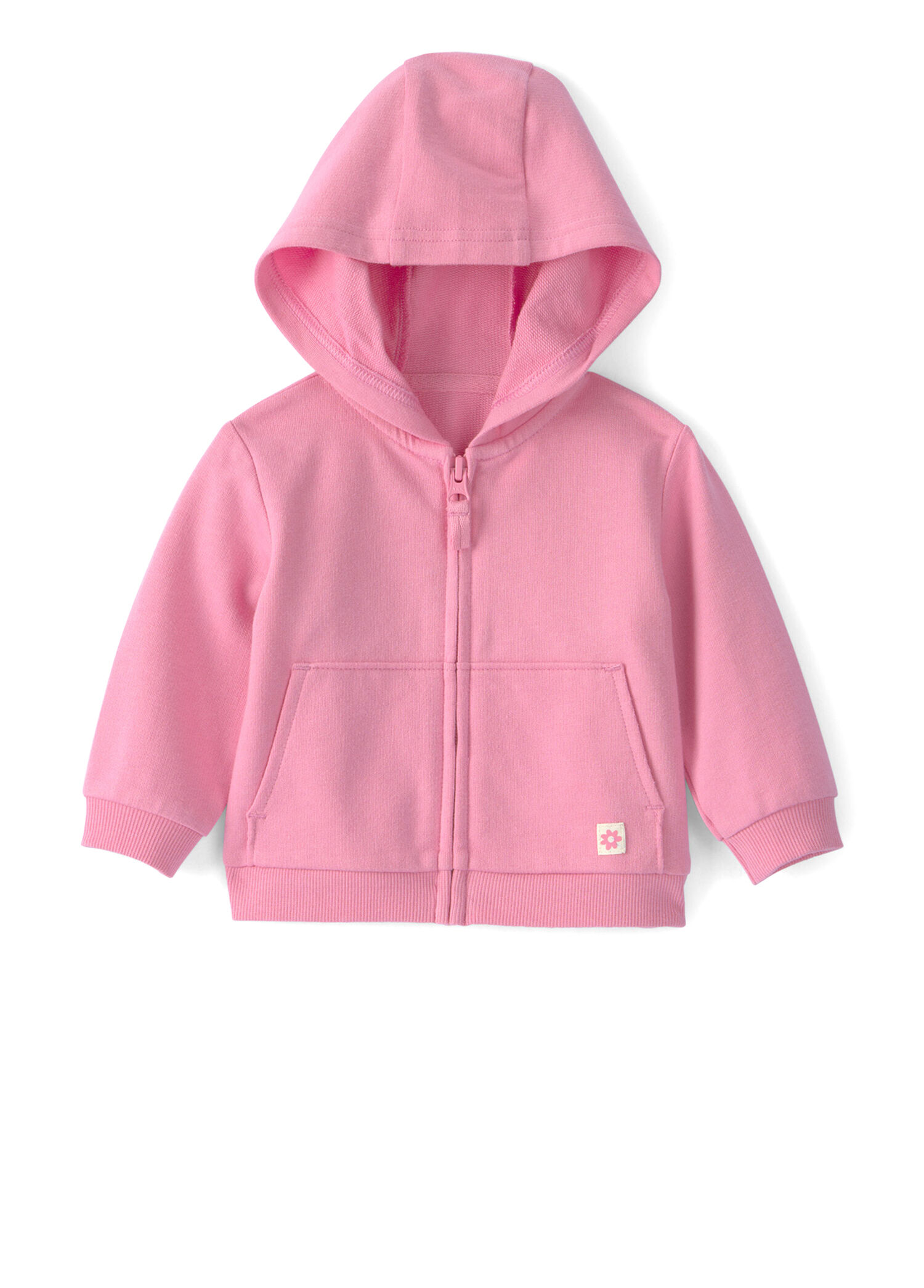 Pembe Kapüşonlu Fermuarlu Kız Bebek Hırka