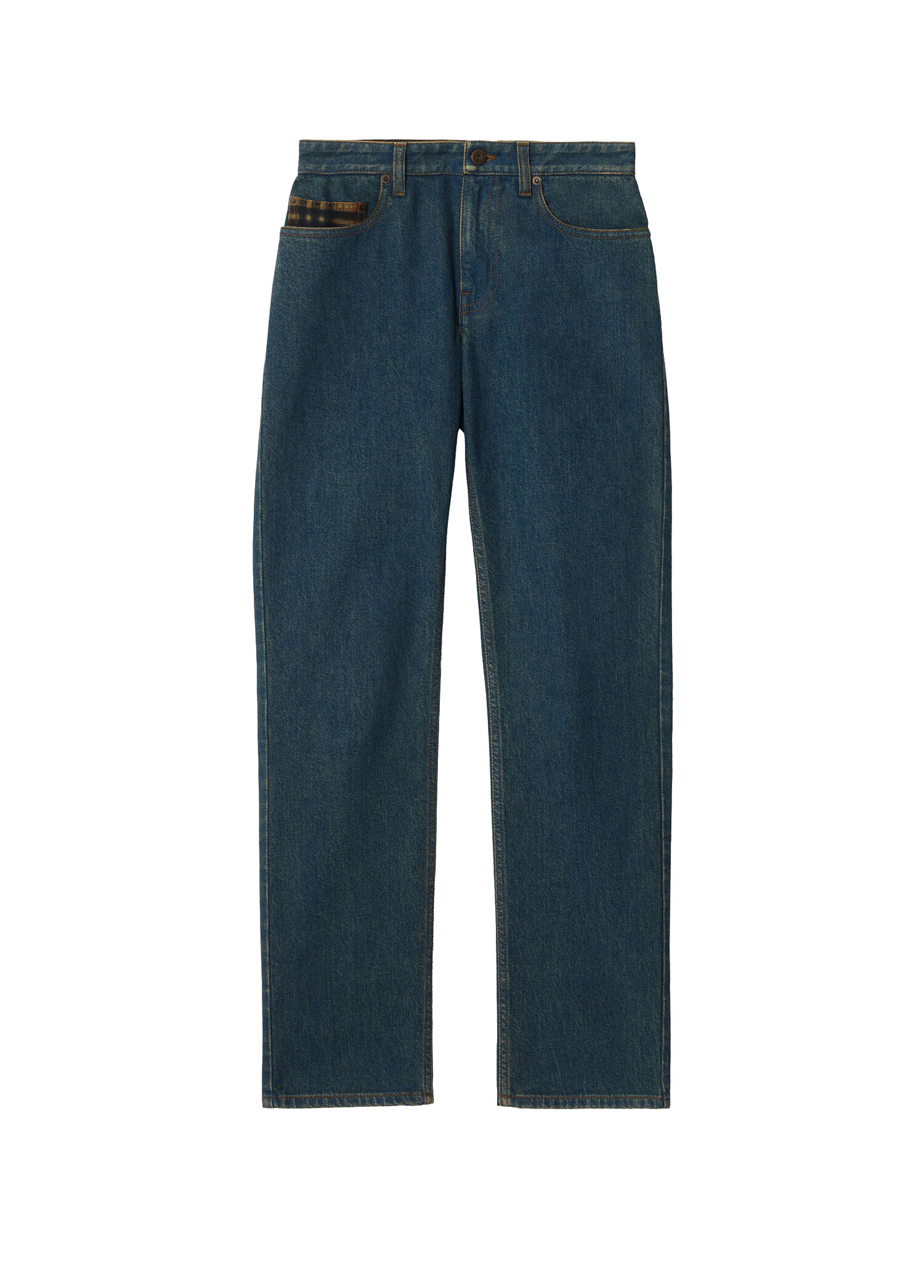 Mid-Rise Straight Lacivert Kadın Jean Pantolon