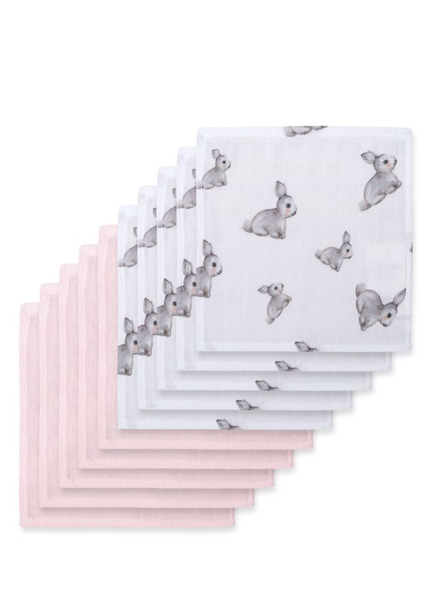 %100 Pamuk Müslin Iconique Lapin&Innocet Pink 10`lu Bebek Ağız Bezi