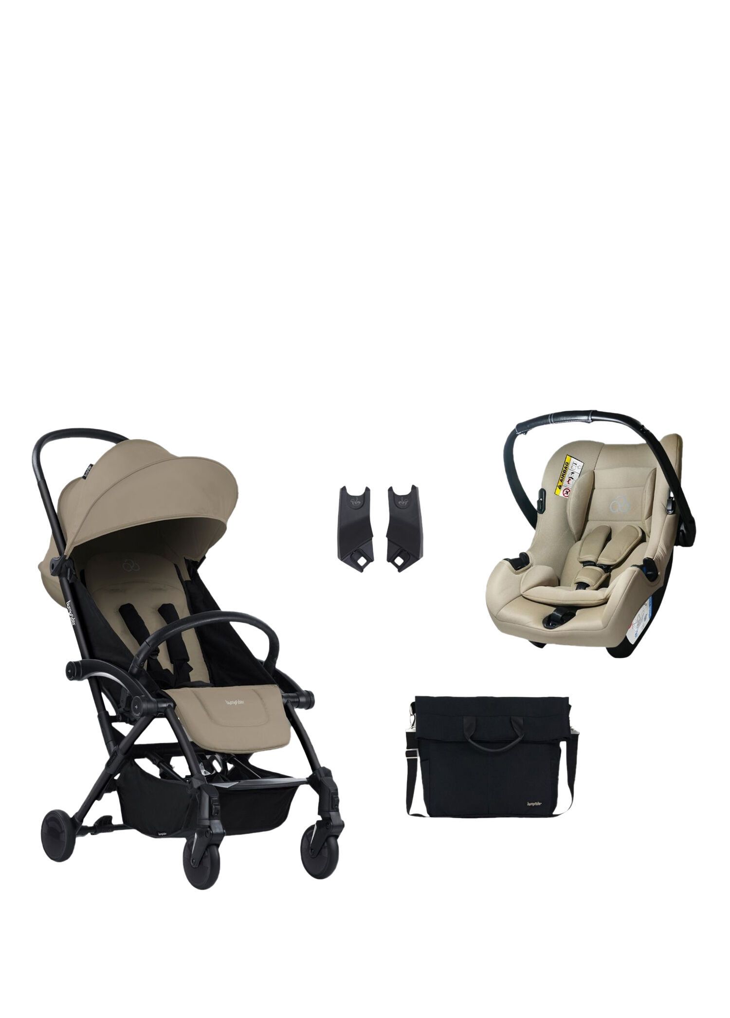 Connect³ Black Sand Bebek Arabası ve Connect TRN Grup 0+ Sand Oto Koltuğu ve Oto Koltuk Adaptörü