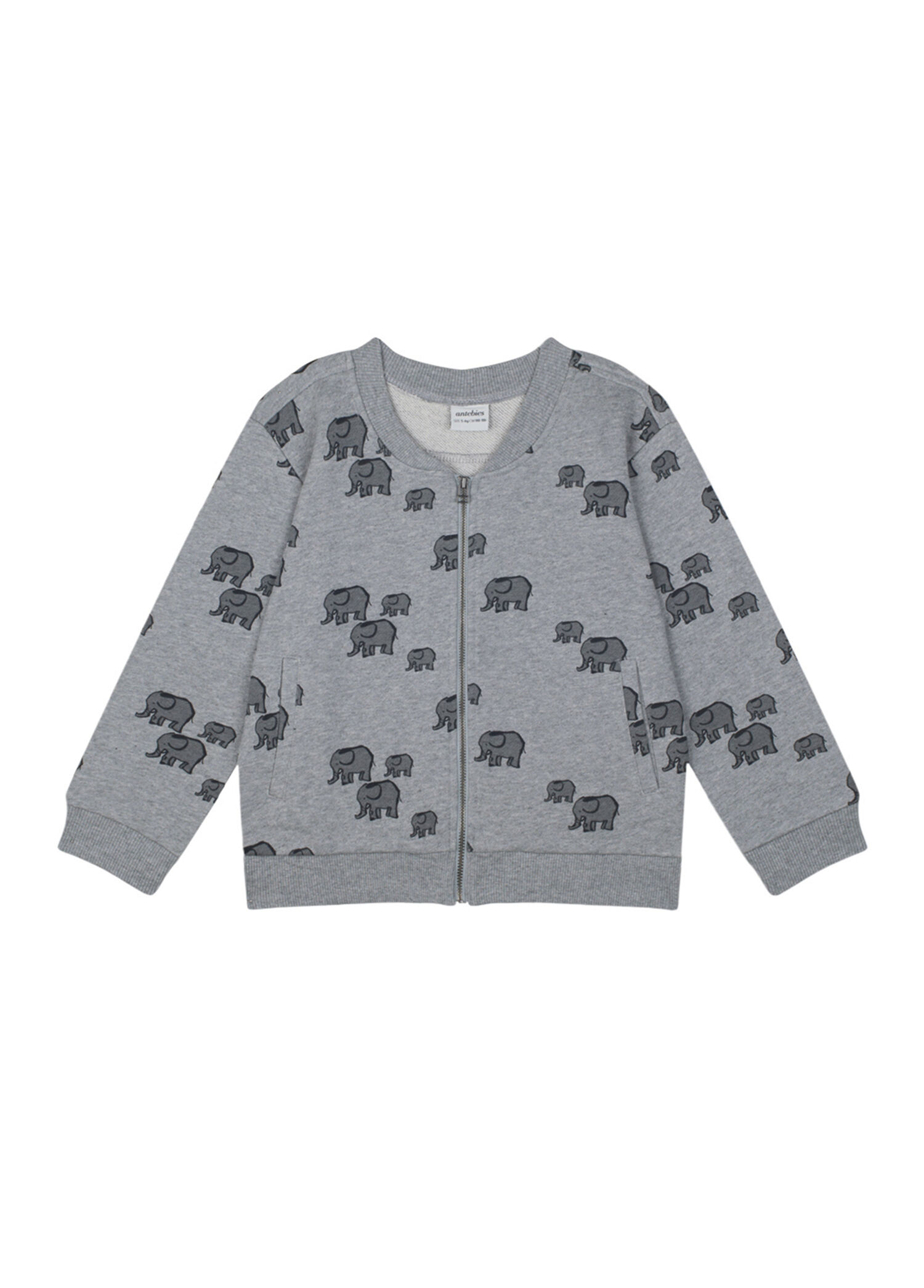 Fil Desenli Gri Unisex Çocuk Bomber Ceket