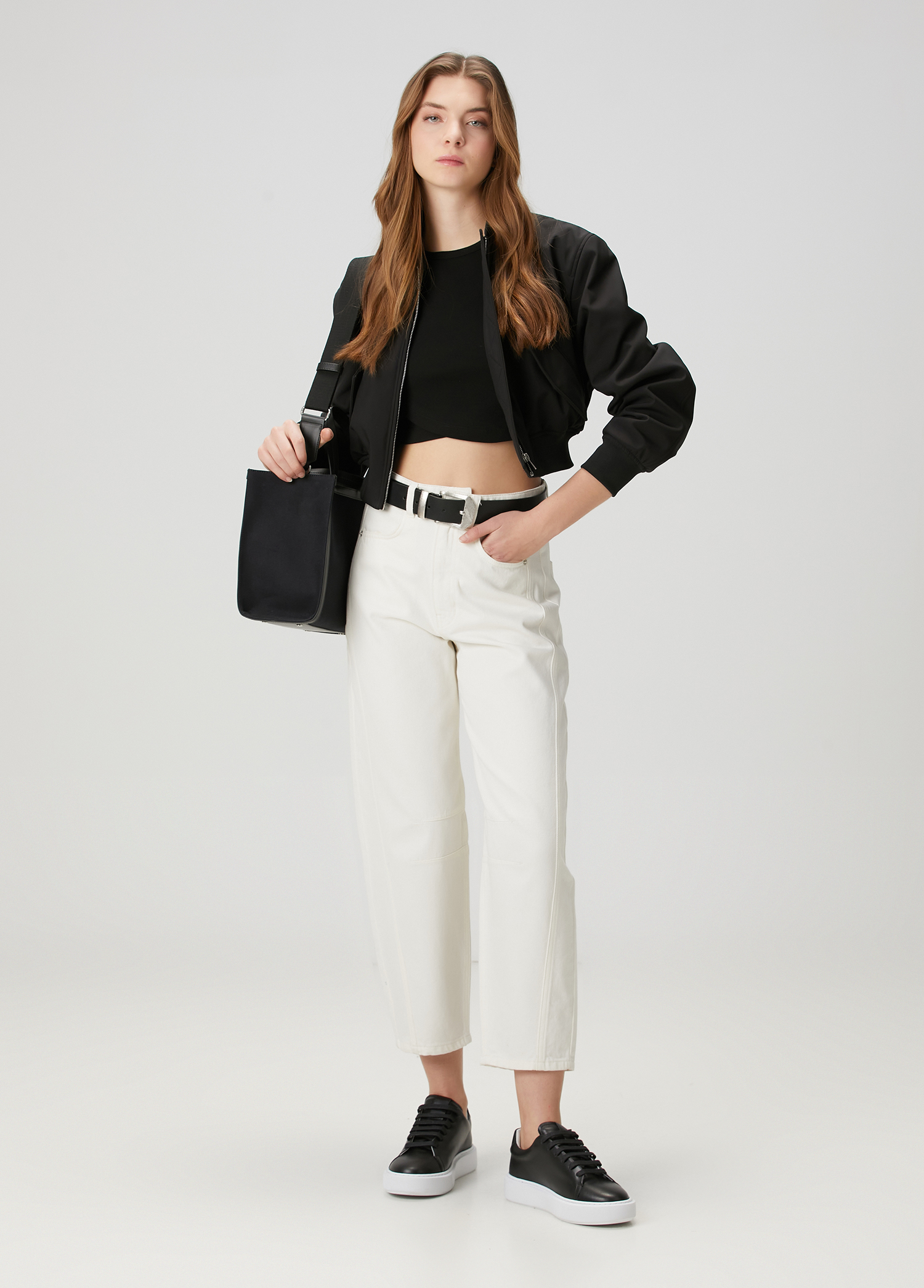 Siyah Crop Bomber Mont_2
