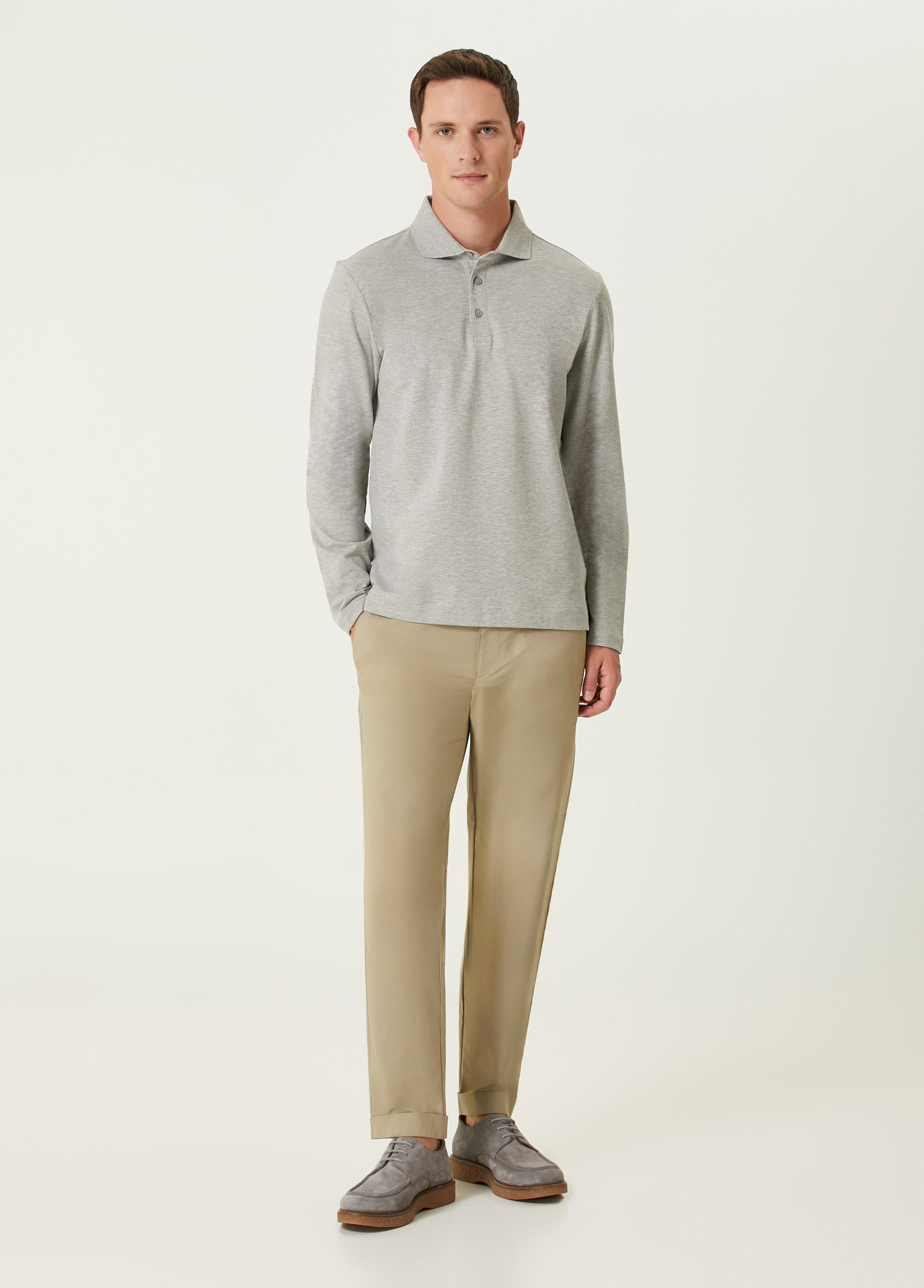 Comfort Fit Gri Polo Sweatshirt_2