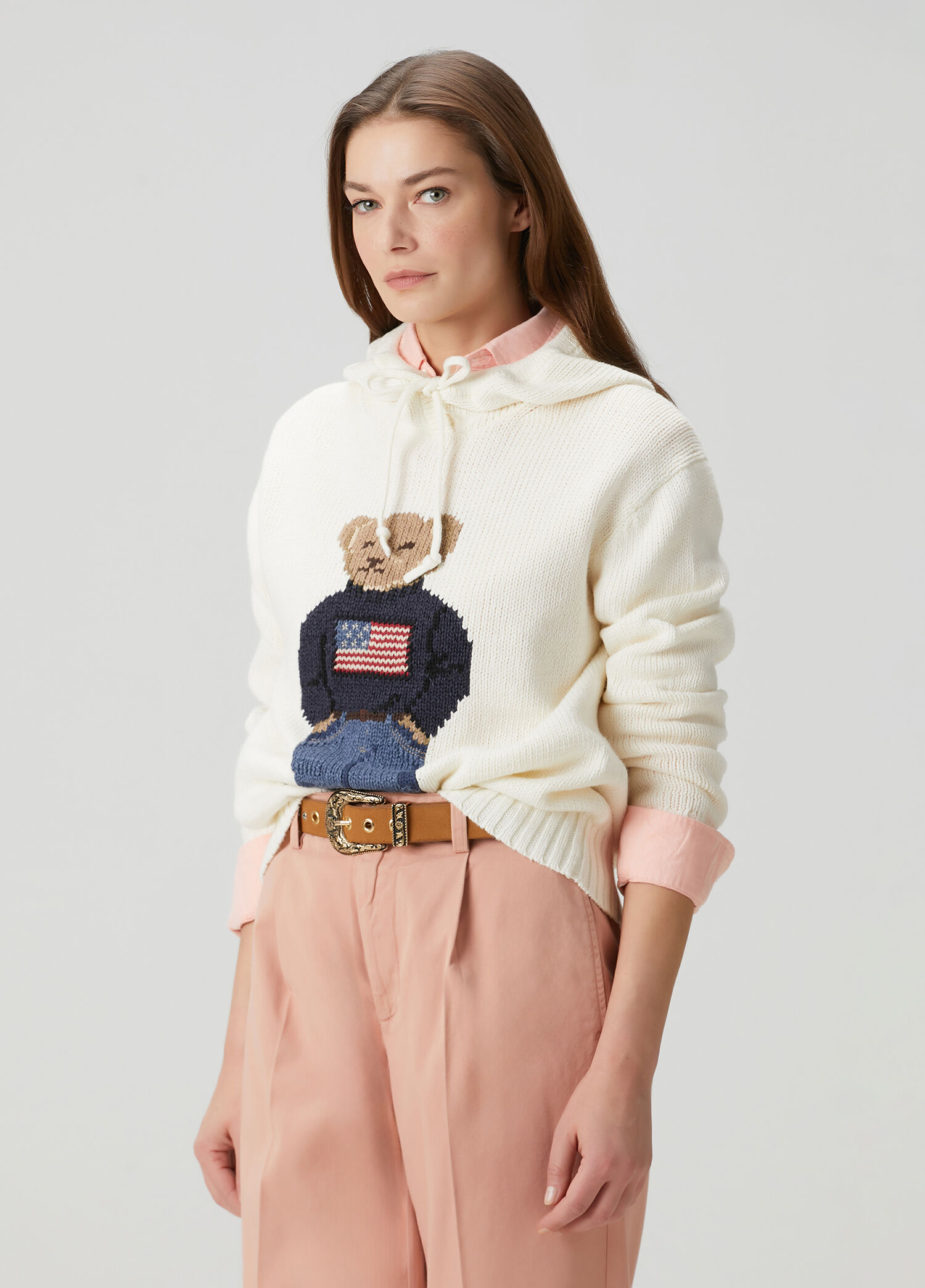 Polo Bear Krem Kapüşonlu Triko
