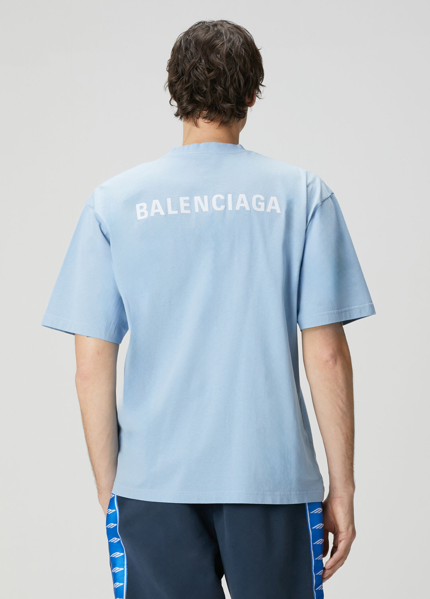 Balenciaga Açık Mavi Erkek Açık Mavi Logo Nakışlı T-shirt 1887415