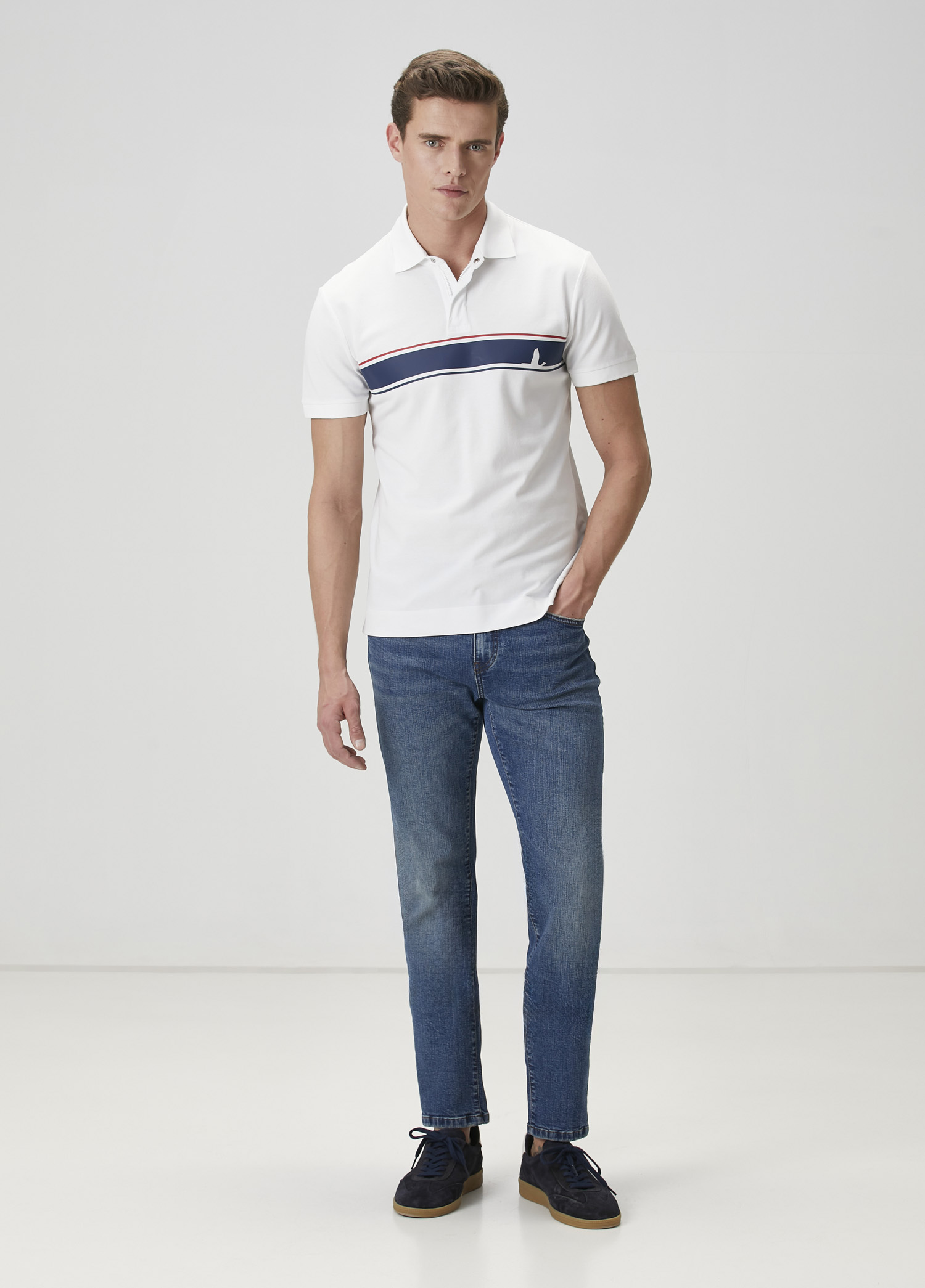 Beyaz Kaz Logolu Polo T-shirt_2