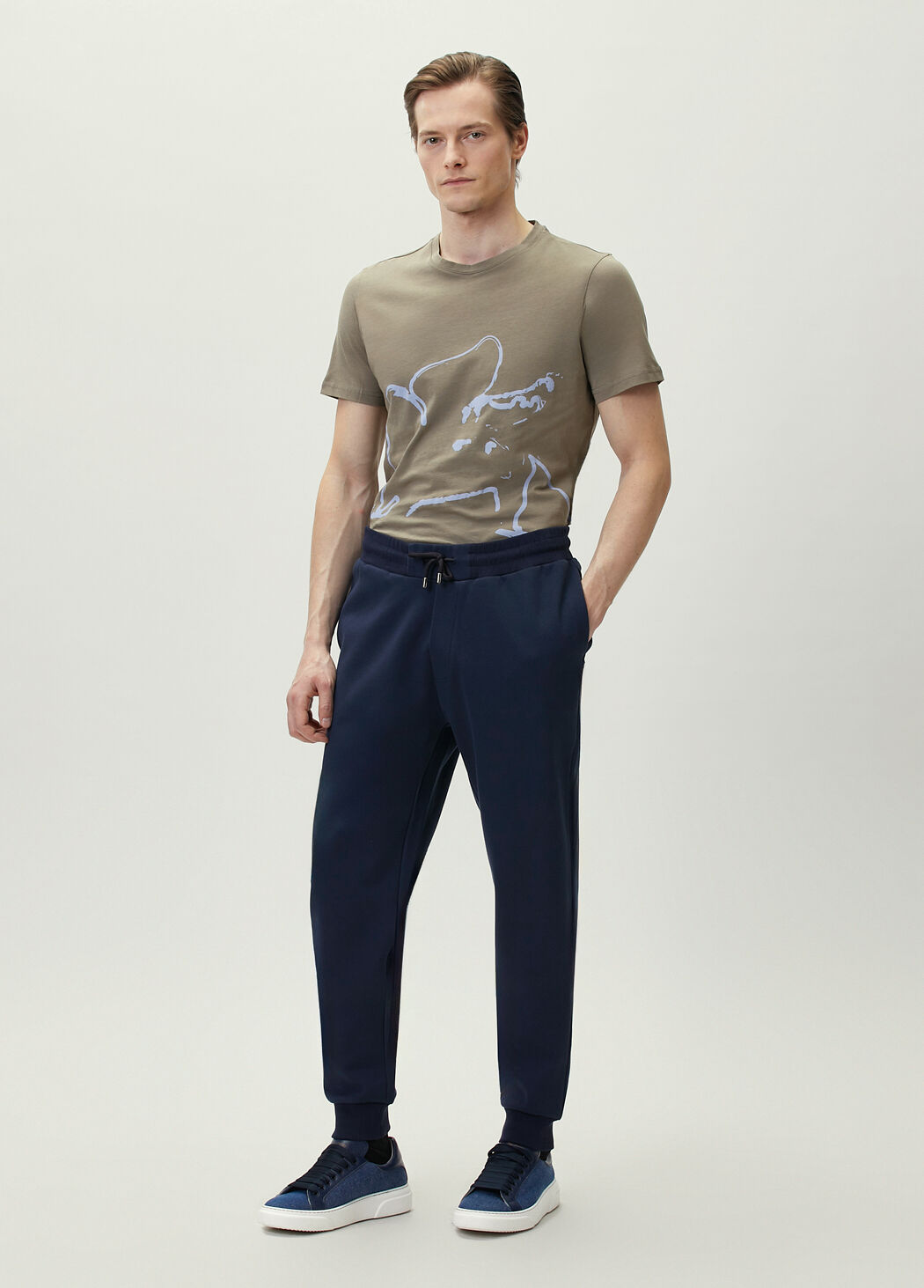 Lacivert Beli Kordonlu Jogger Pantolon
