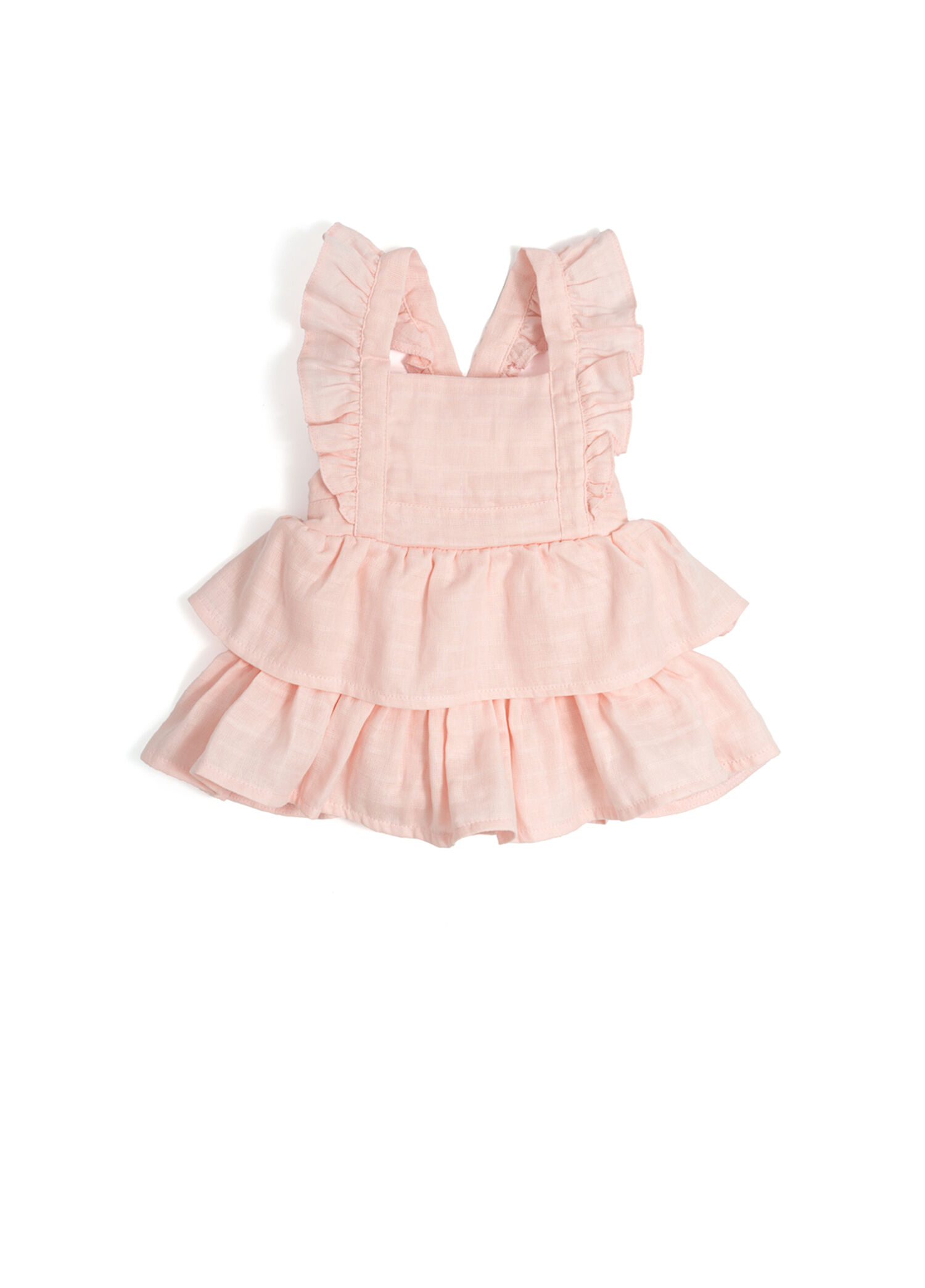 %100 Pamuk Innocent Pink Müslin Fırfırlı Kız Bebek Elbise
