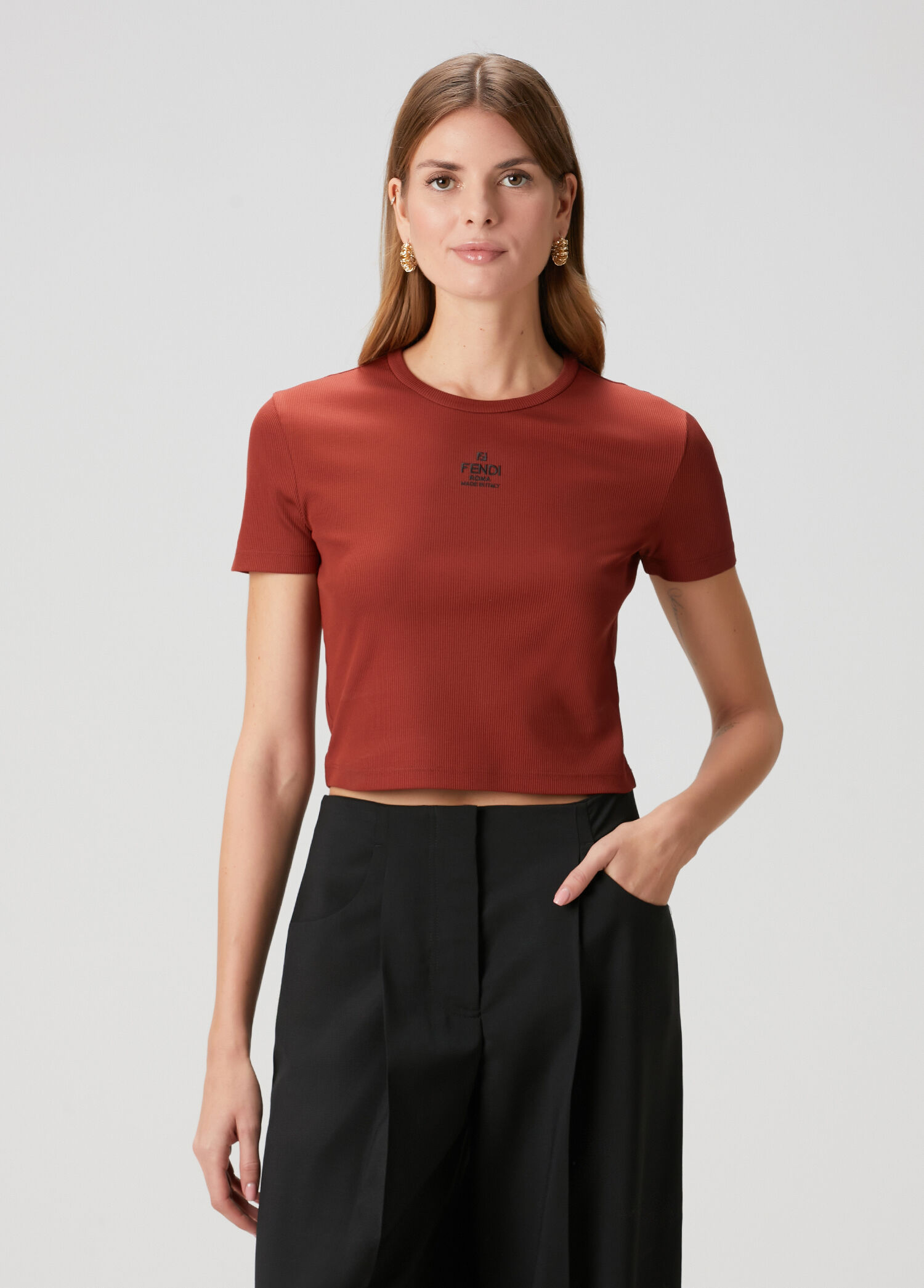 Koyu Turuncu Crop T-shirt