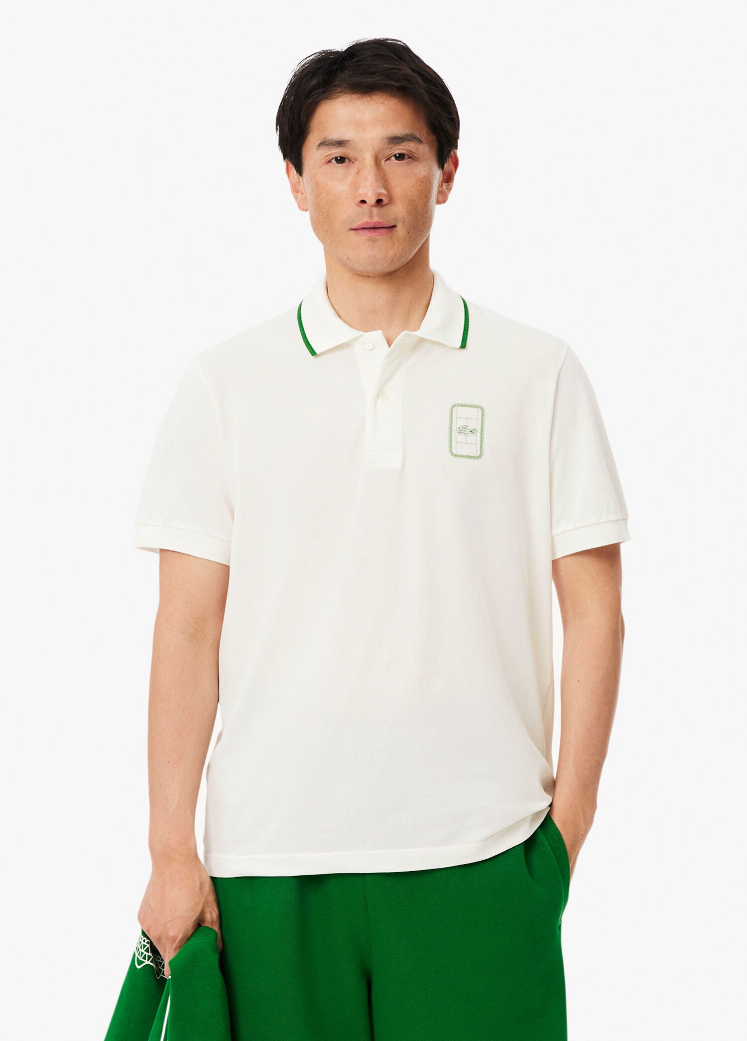 P Lacoste White Polo Neck Classic Fit Short Sleeve Mens T Shirt
