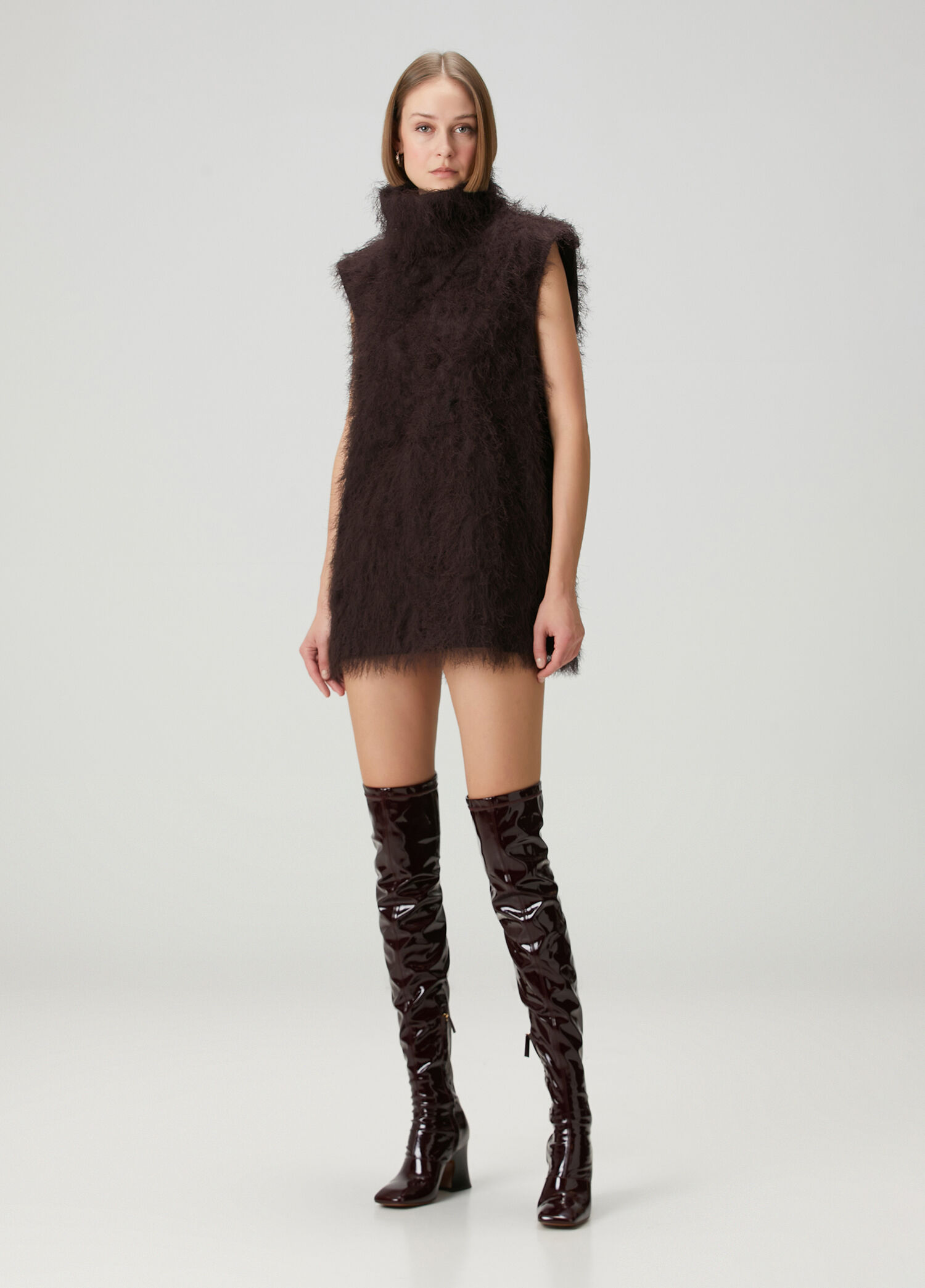 The Frankie Shop - Dark Brown Feather Mini Dress