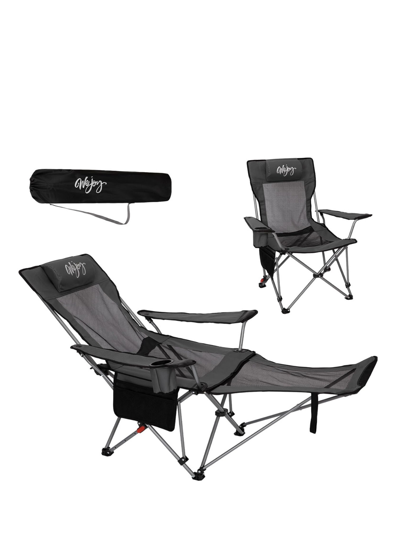 AeroComfort Lounge Grey Black 4 Pozisyonlu Yatabilen Kamp Sandalyesi