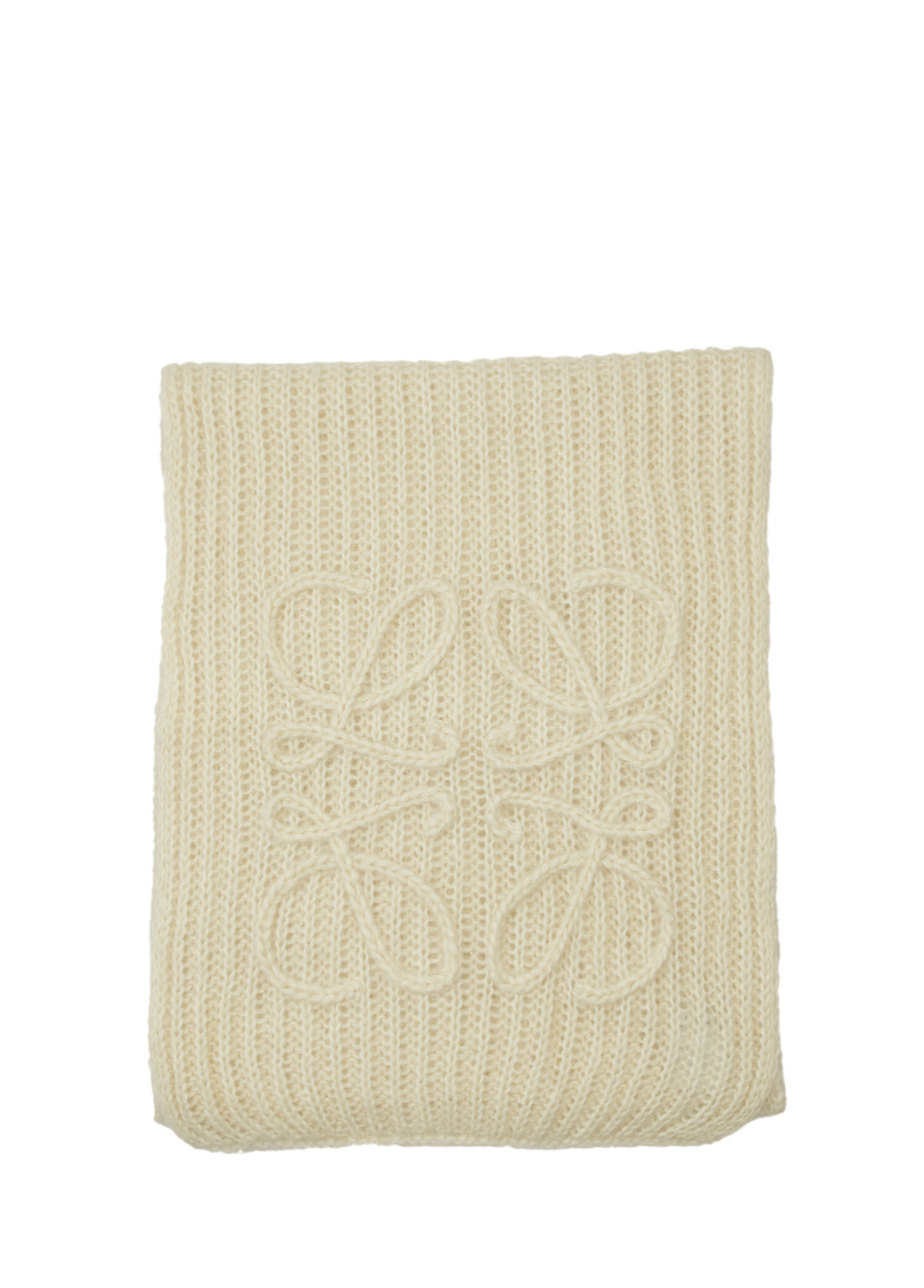 White Logo Detailed Women's Wool Scarf