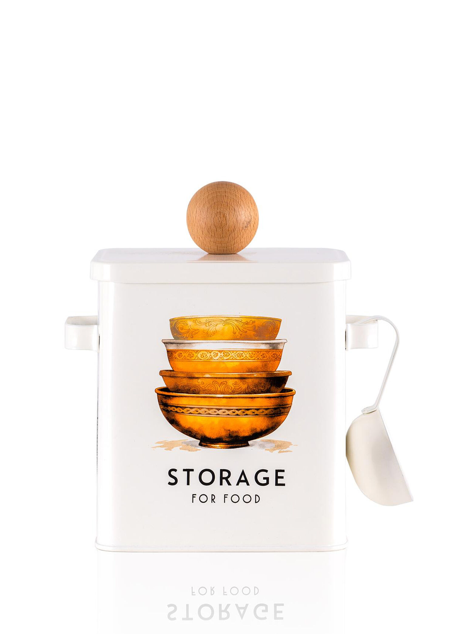 Storage Desenli Beyaz Metal Mutfak Saklama Kabı