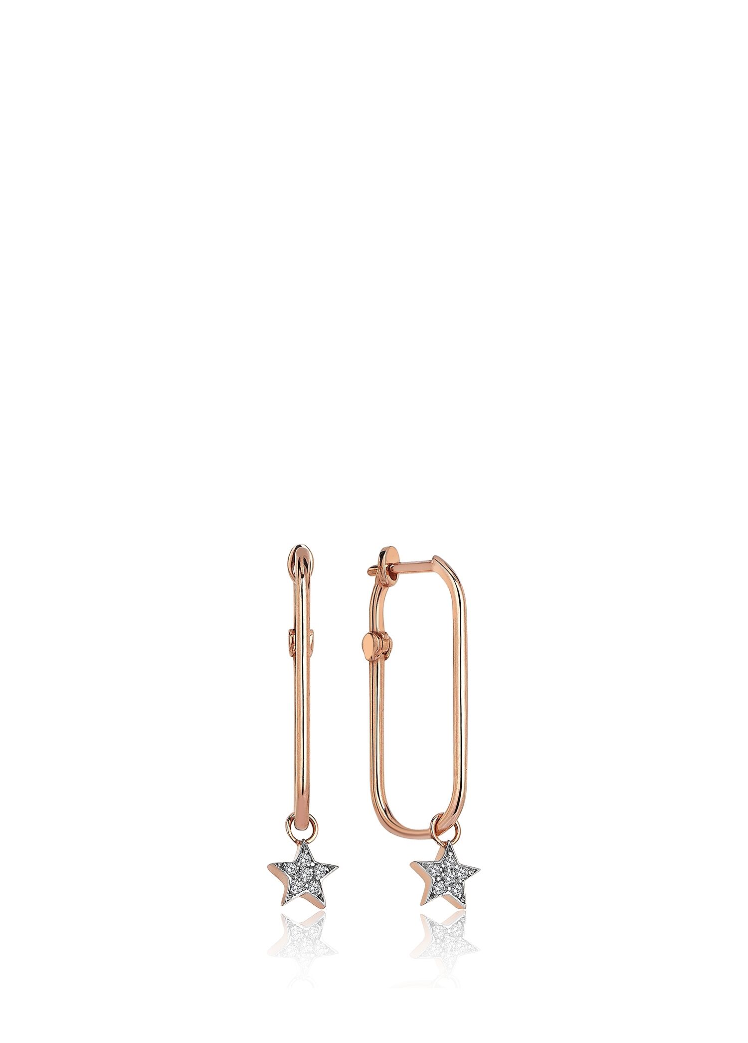 Debut Line Star Pırlanta Taşlı 14 Ayar Rose Gold Kadın Altın Küpe