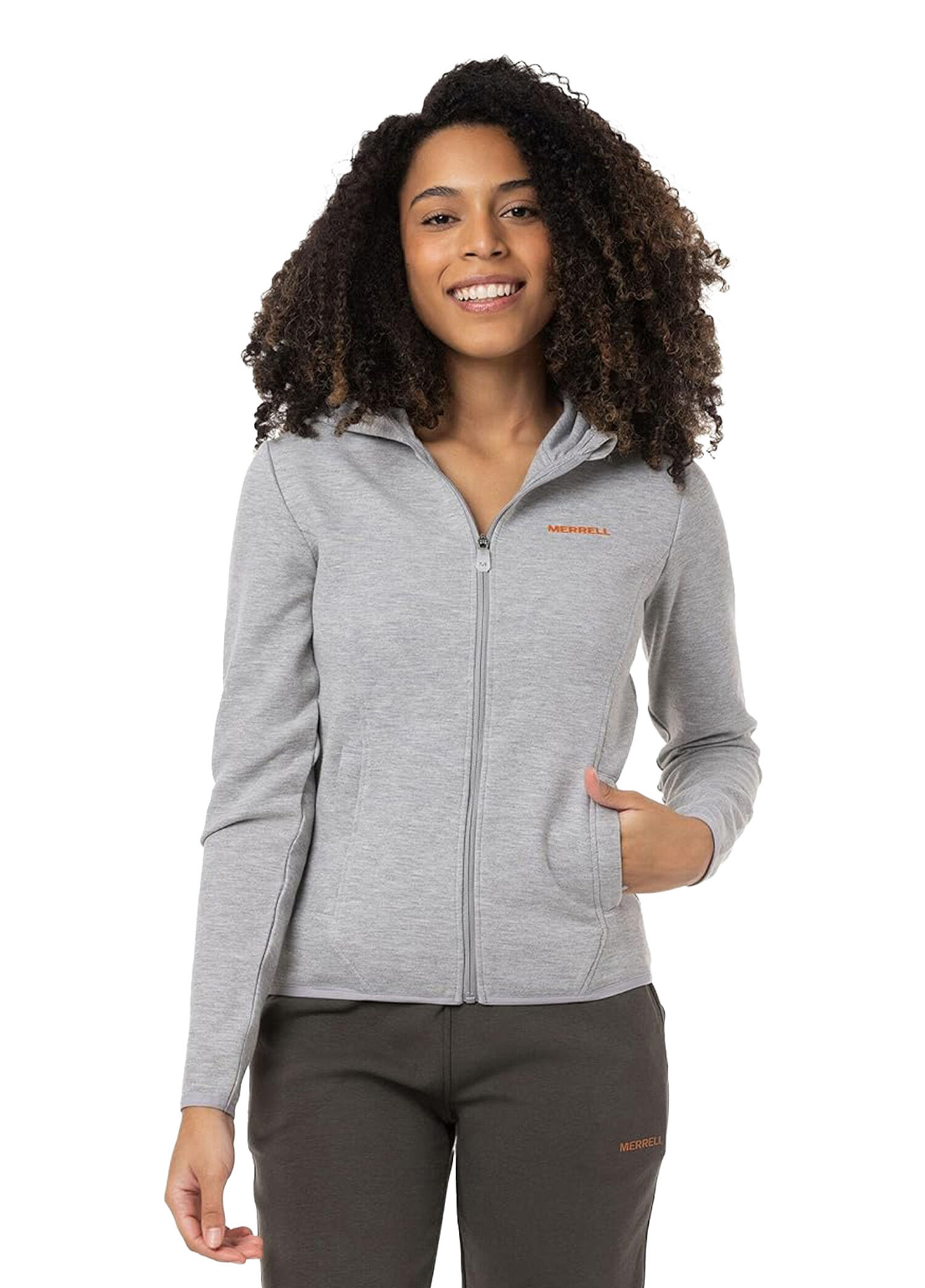 Shine Gri Kapüşonlu Fermuarlı Kadın Spor Sweatshirt