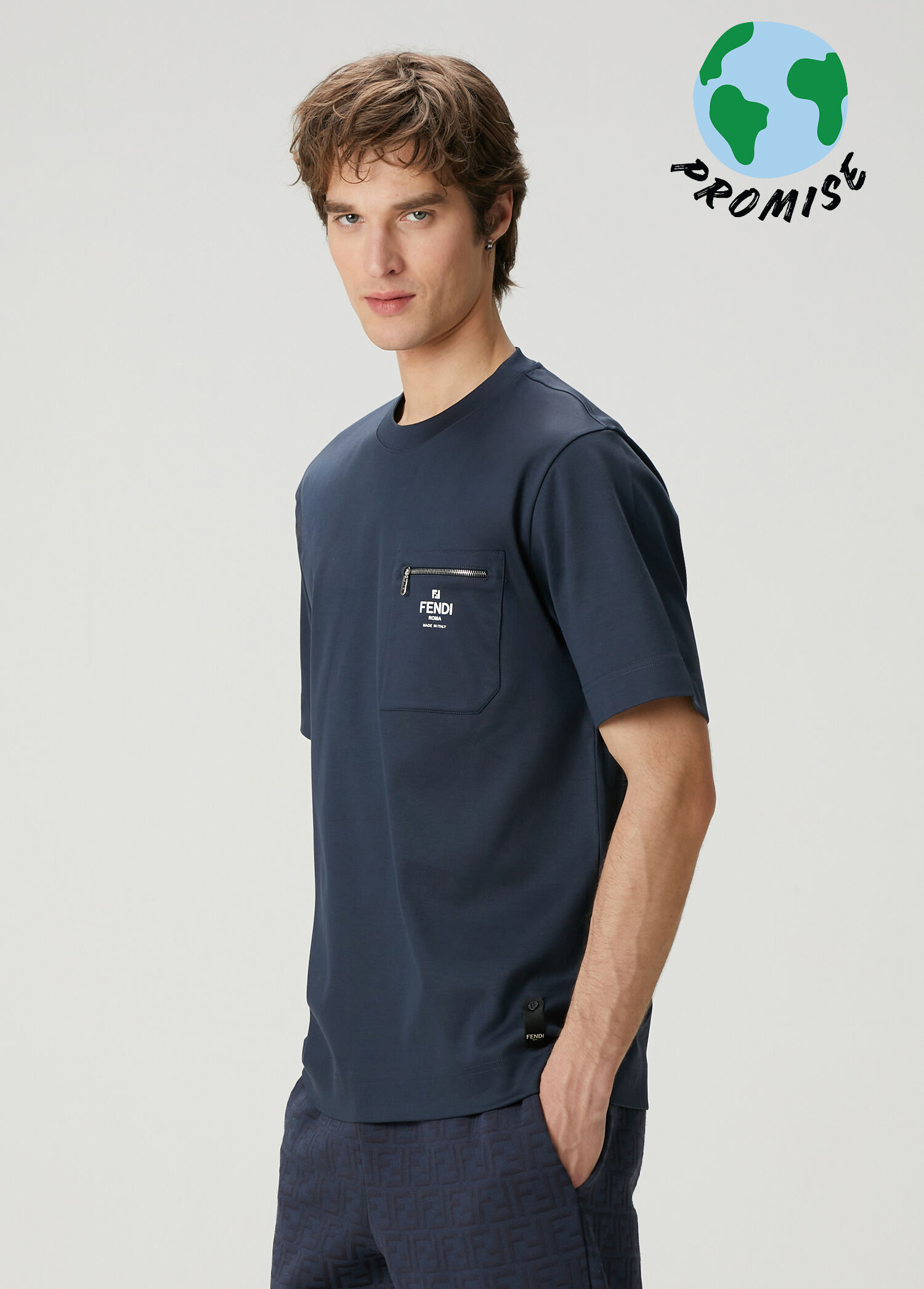 Lacivert Logo Baskılı T-shirt