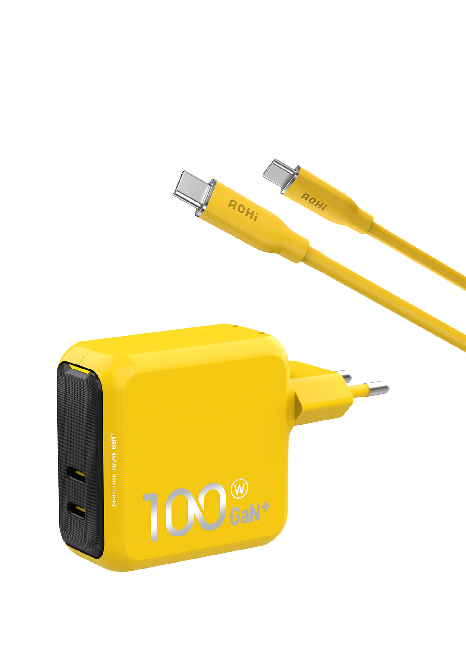 Magcube 100W 2 Portlu Şarj Adaptörü ve 140W 1m PD 3.1 480Mbps Süper Hızlı Şarj Data Kablosu Seti