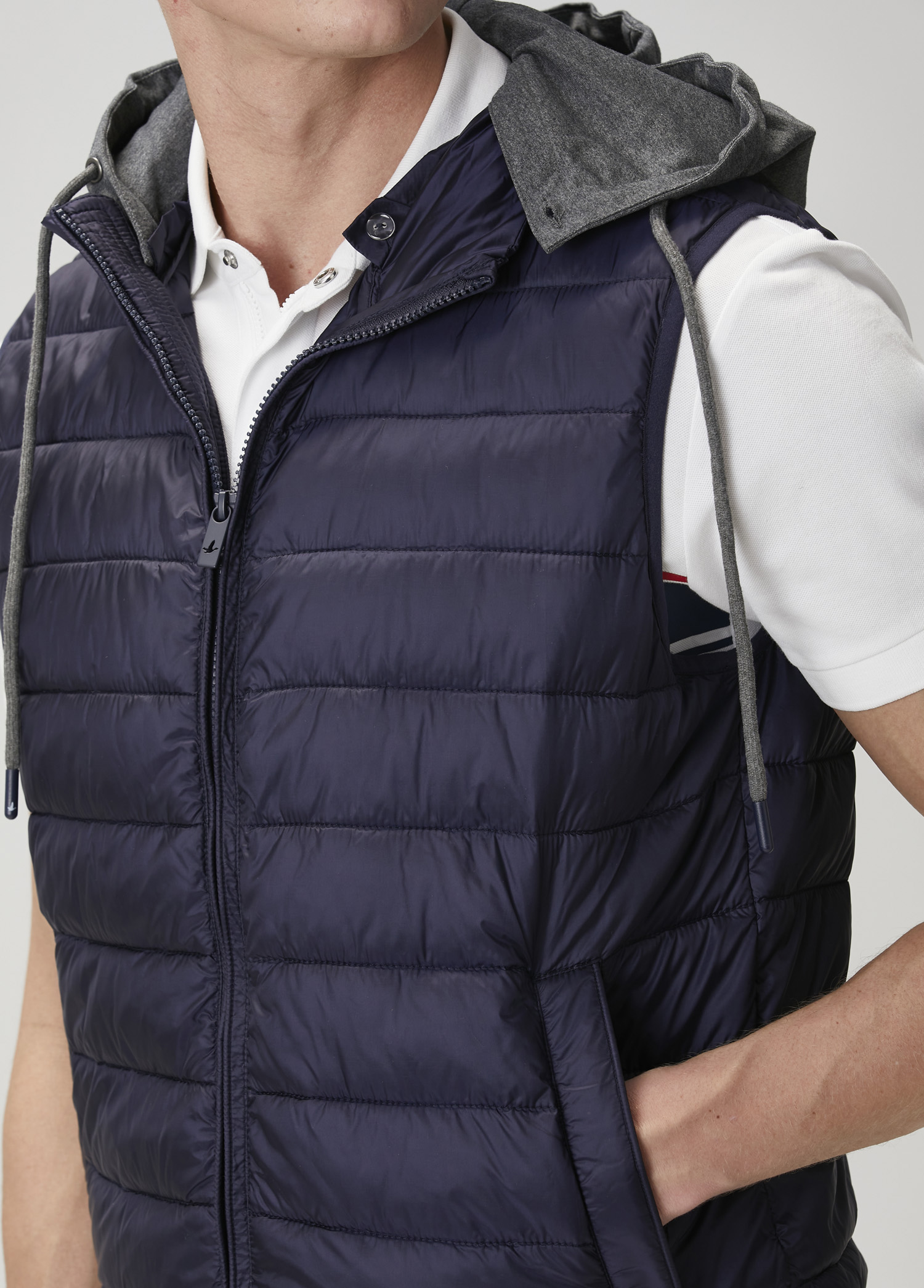 Lacivert Jersey Kapüşonlu Puff Yelek_5