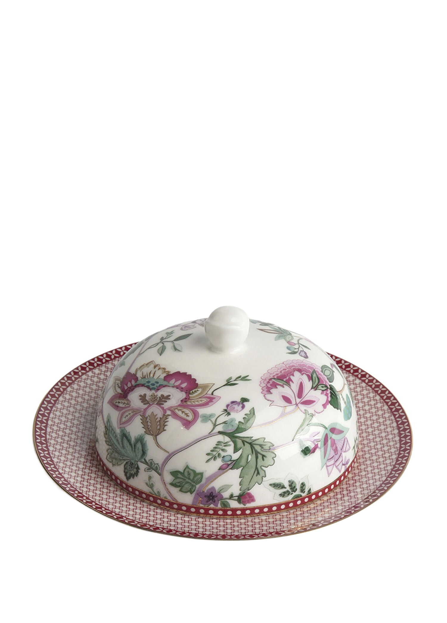 Lucky Art - Madeline Bone Desenli Porselen Kapaklı Sunumluk 17 cm - Çok Renkli