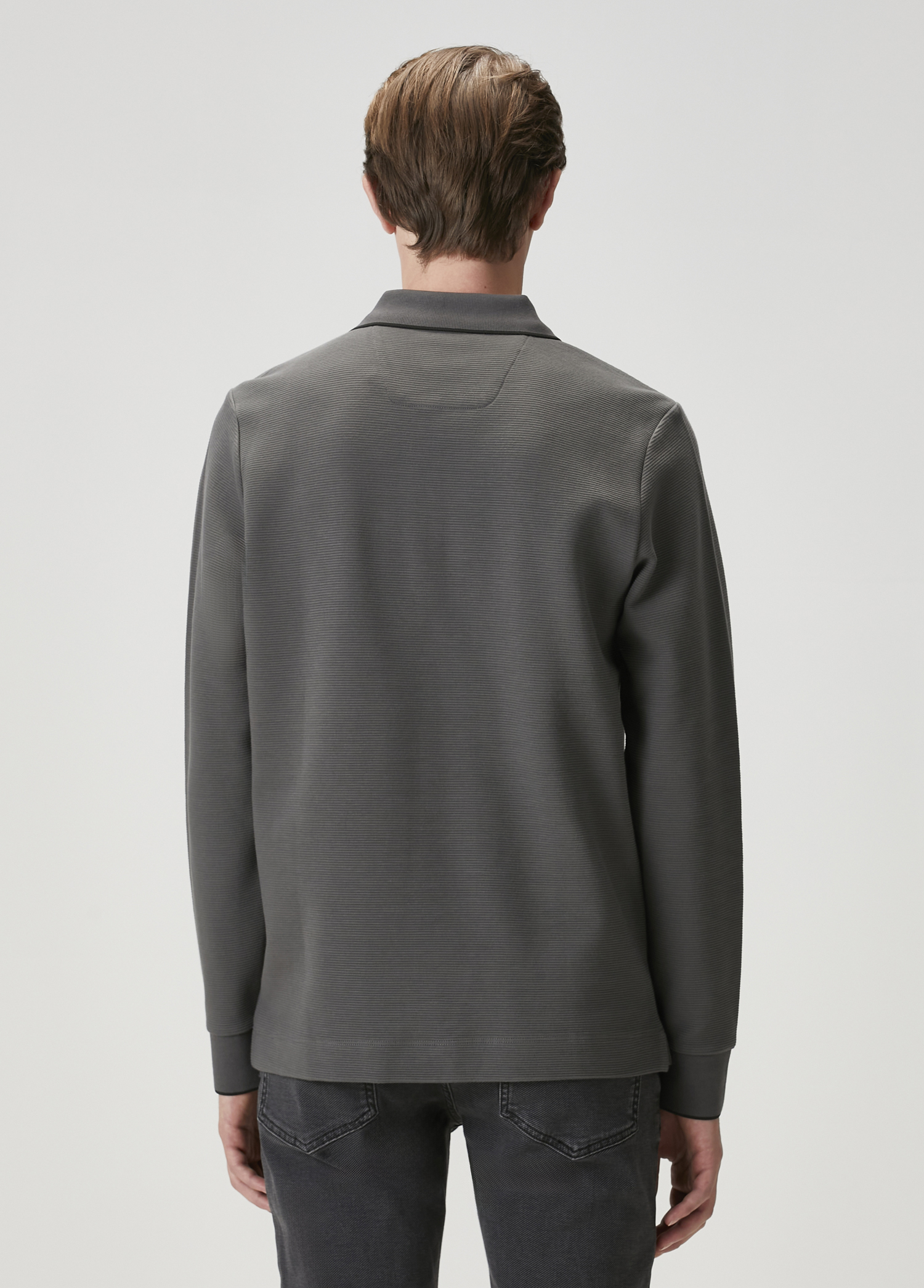 Comfort Fit Antrasit Polo Yaka Sweatshirt_4