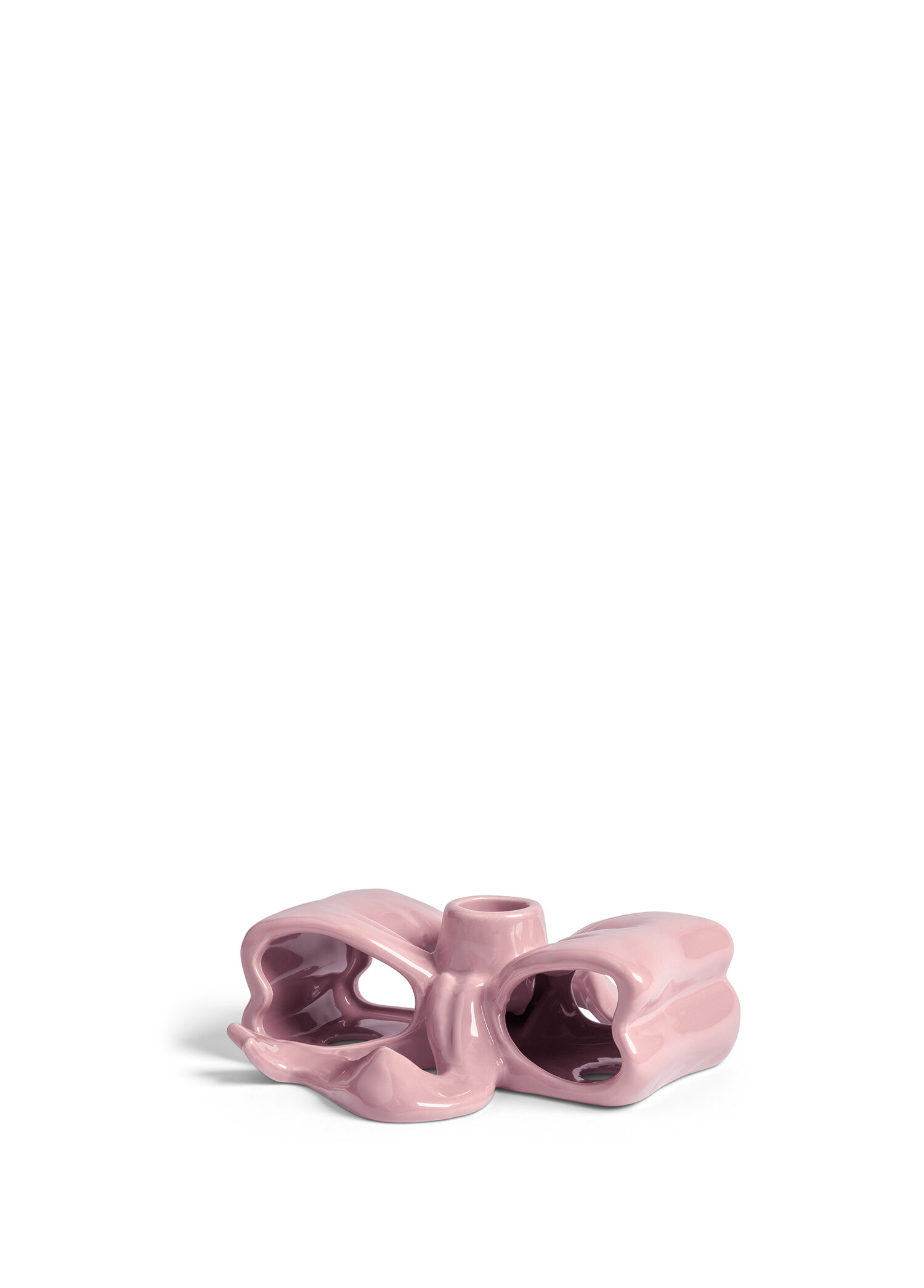 Pembe Kurdele Figürlü Mumluk 15 cm