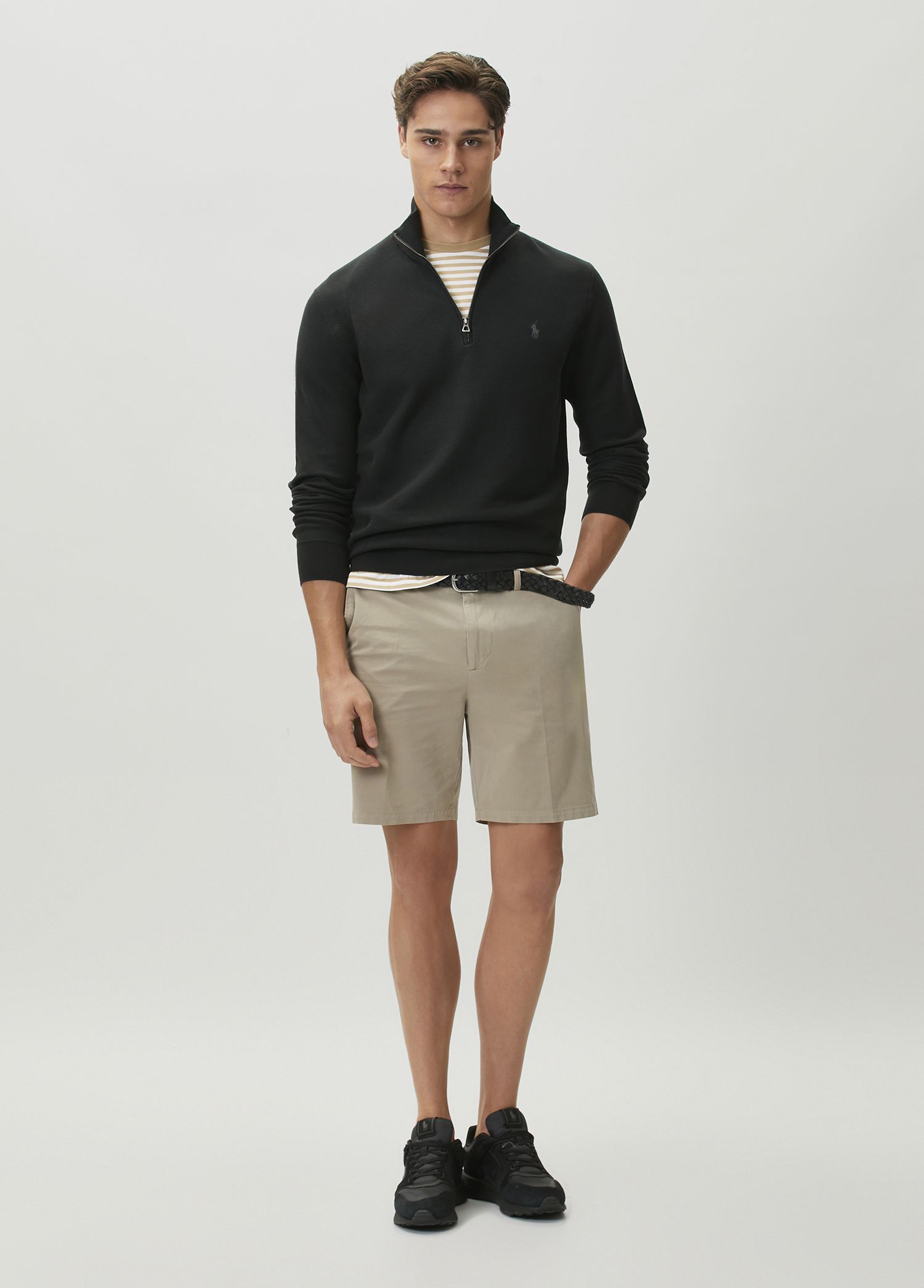 Polo Ralph Lauren Siyah Erkek Siyah Yakası Fermuarlı Sweatshirt